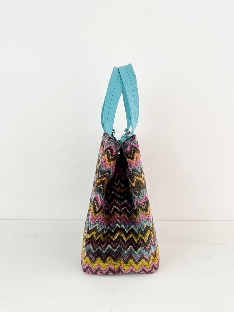 ベロアジグザグブラウン / ボートバッグS