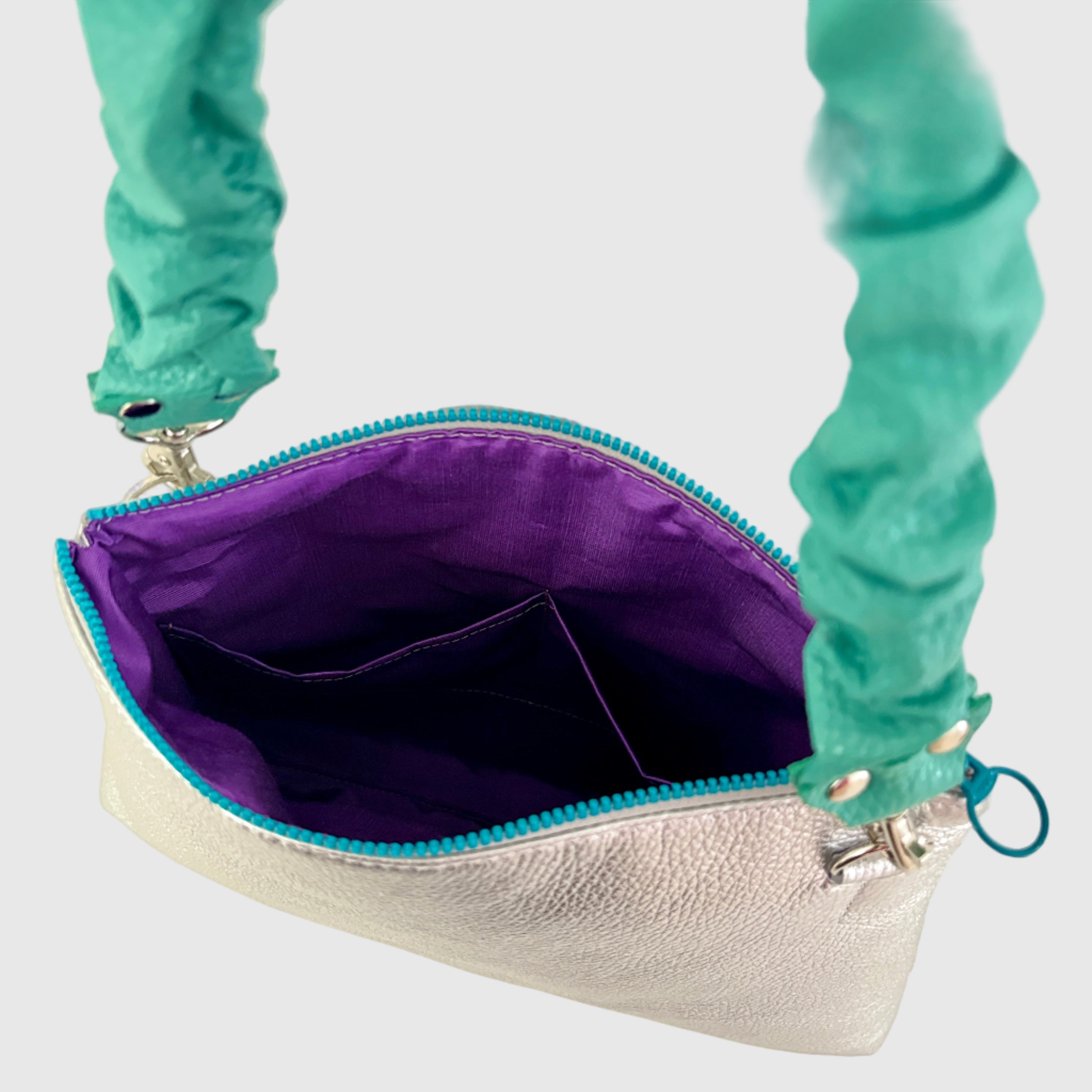 シルバーシマー×エメラルドL / フラットポシェットM