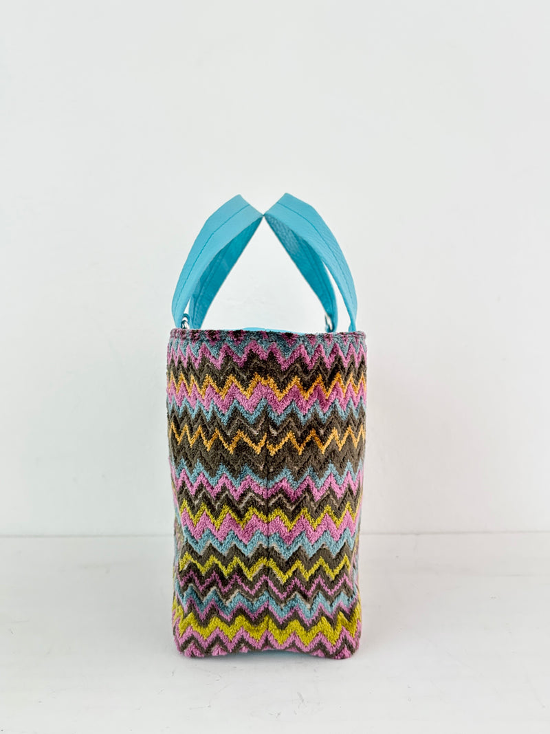 ベロアジグザグブラウン / ボートバッグS