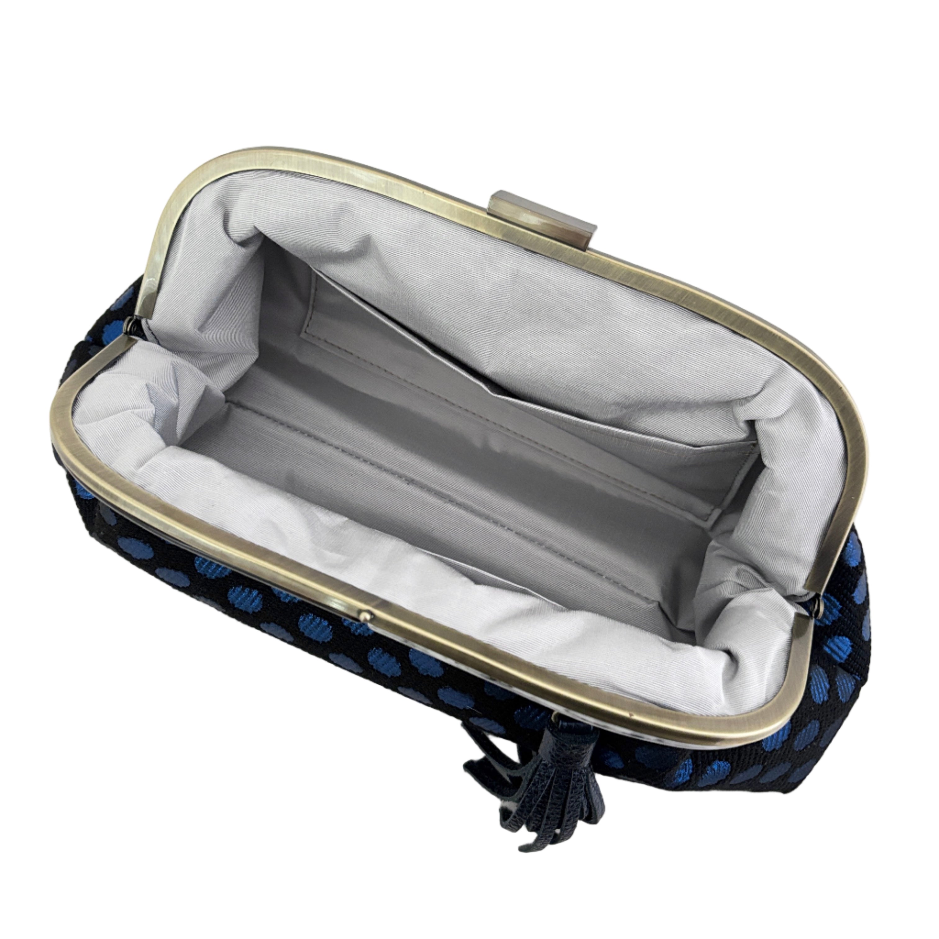 ネイビーラメドット / バイカラーがま口ポシェット