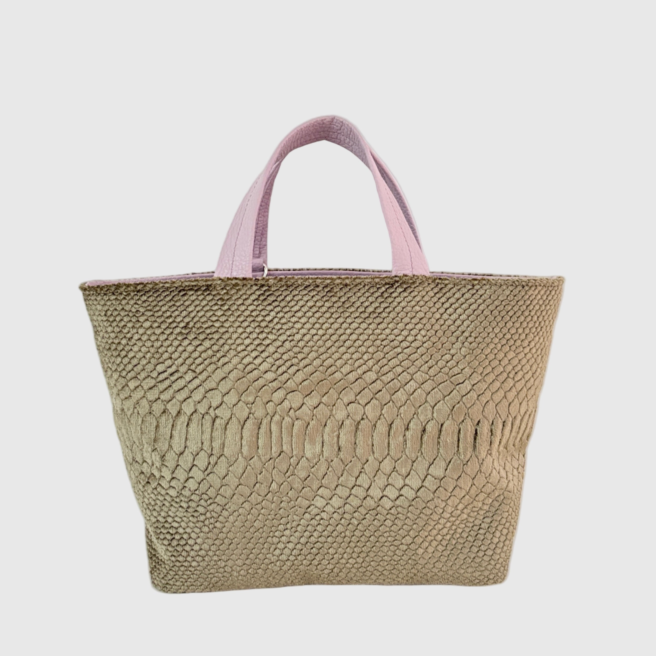 ベロア型押しベージュ / ボートバッグS