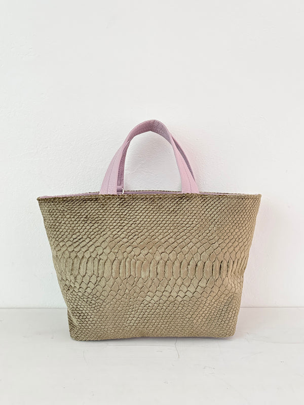 ベロア型押しベージュ / ボートバッグS