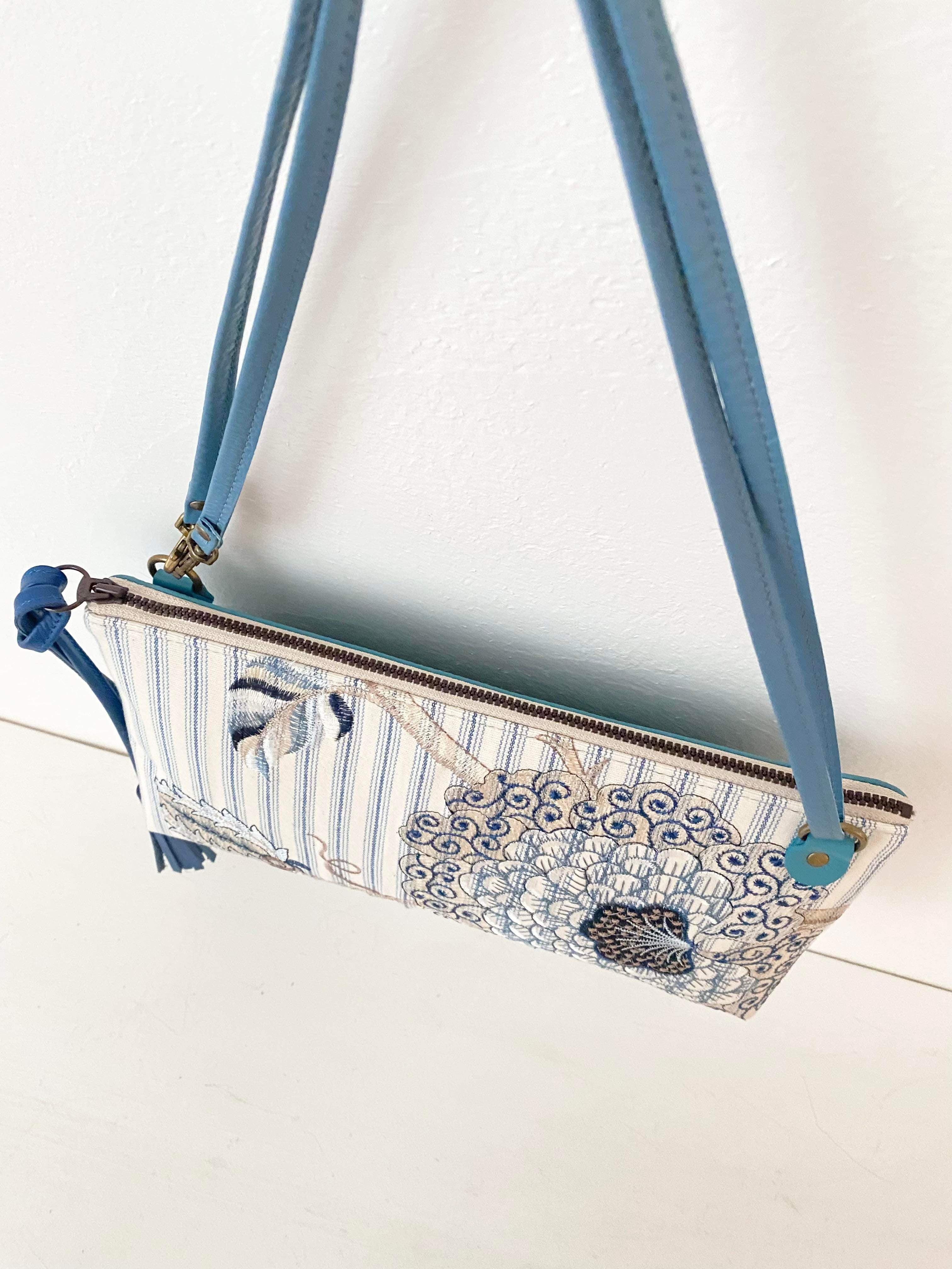 ボタニカルブルーストライプL / フラットポシェット