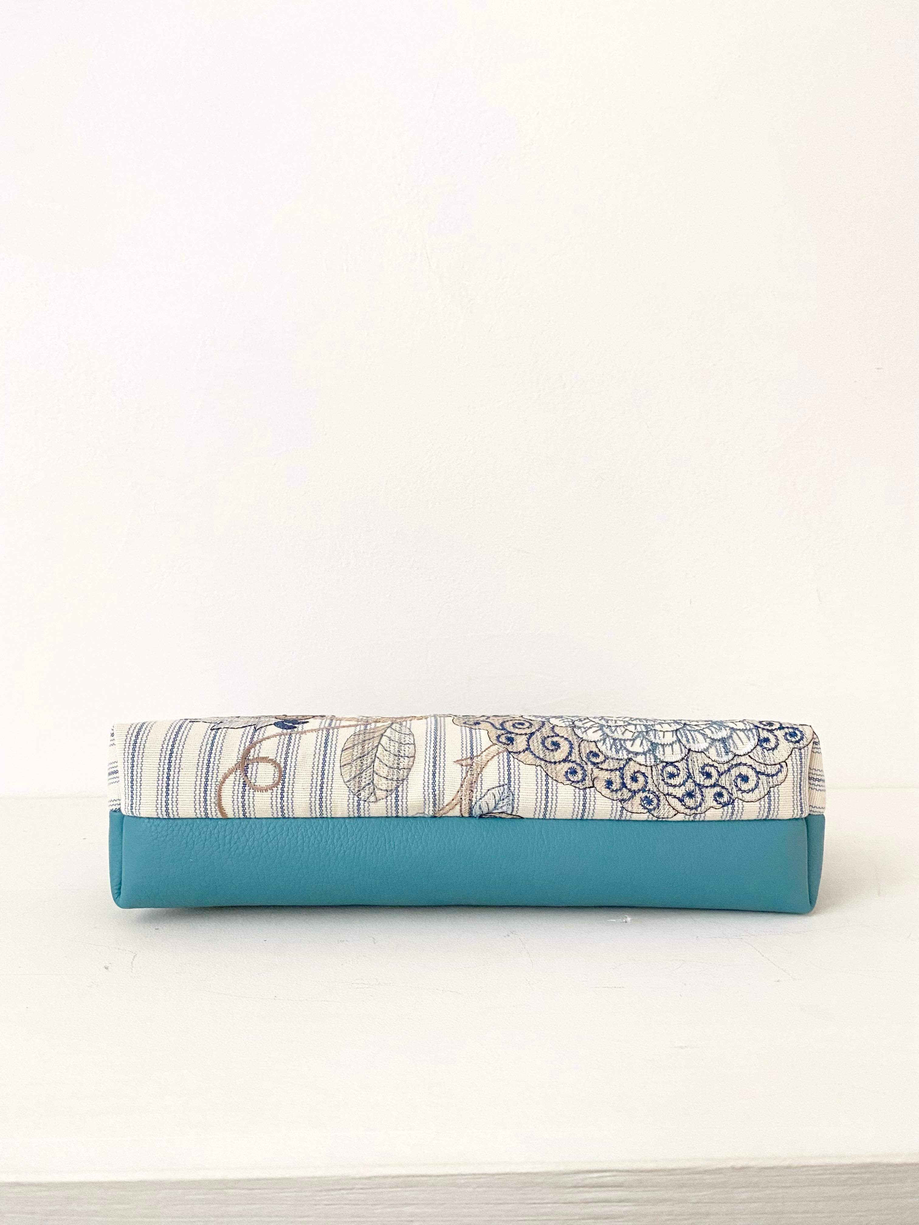 ボタニカルブルーストライプL / フラットポシェット