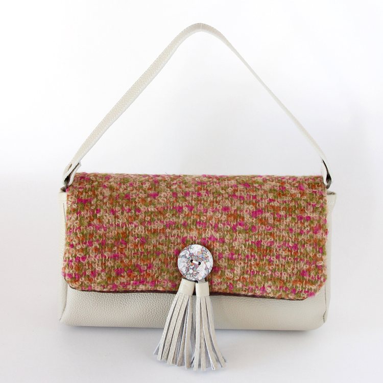 オレンジ×グリーンモヘア / 3wayバッグ Sサイズ