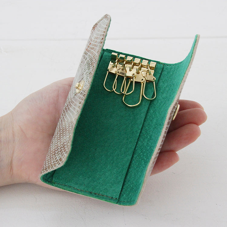 ブラウングリーンスネイクレザー / キーケース