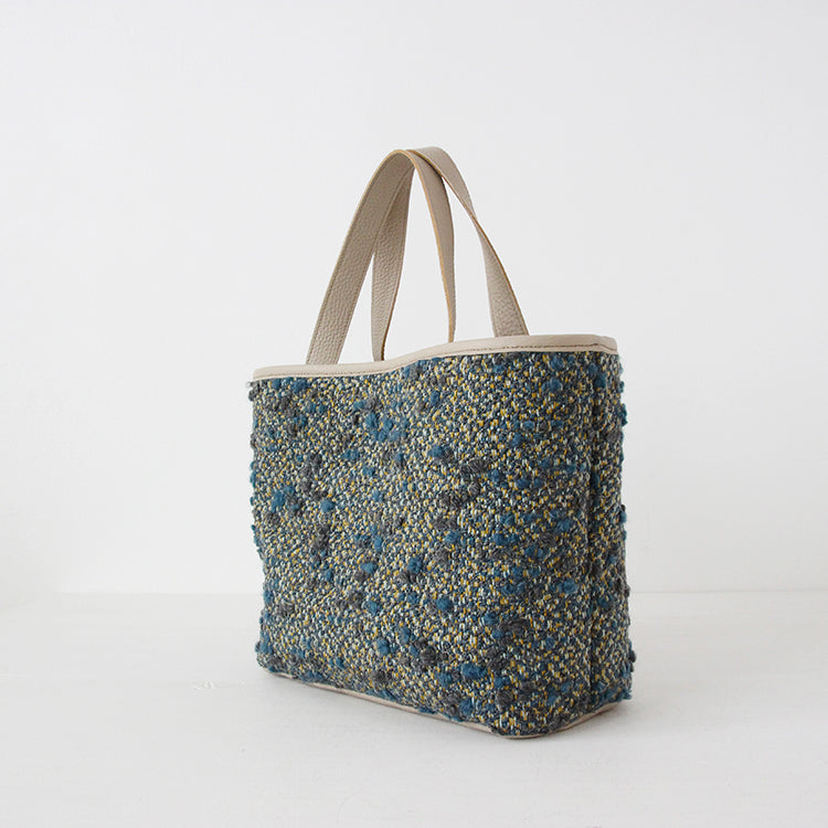 ネイビーグレーツイード / シンプルファブリックトート Mサイズ　LXL