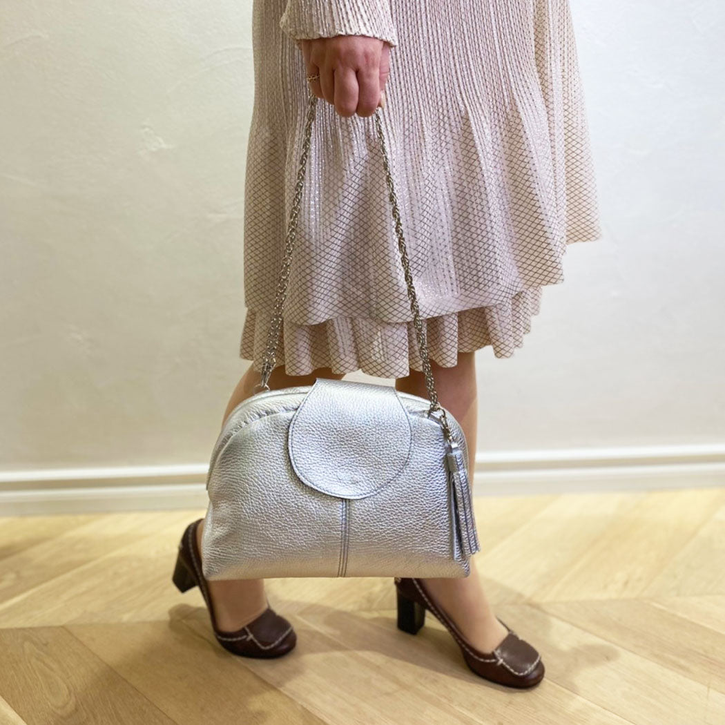 シルバーシマー  / 口金レザーポシェットM