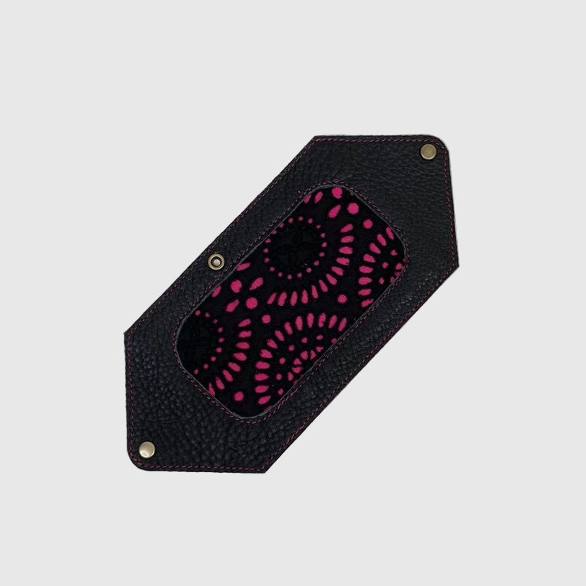 ブラックレースマゼンダ×ブラックレザー / マスクケース