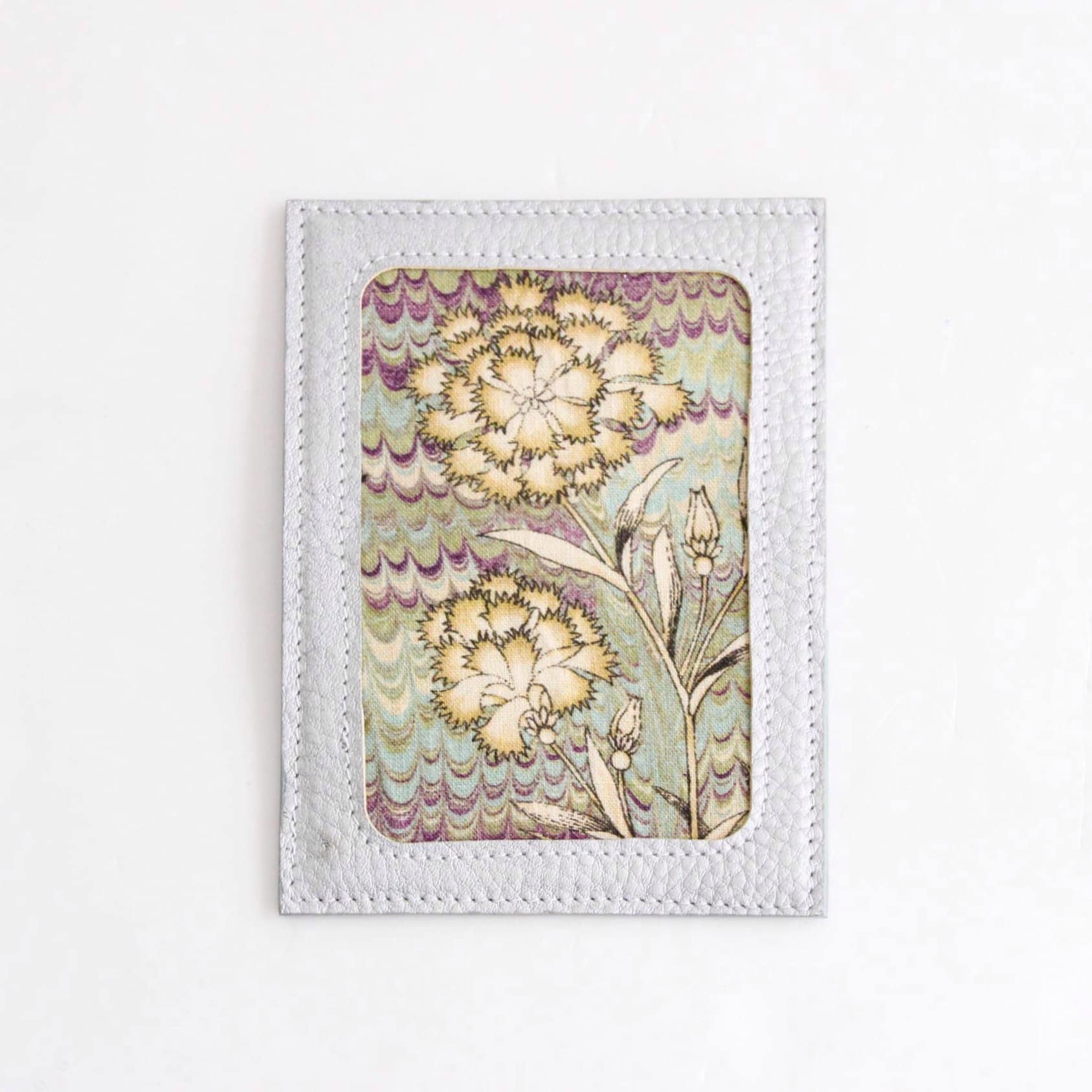 マーブルボタニカルフラワー×ホワイトシルバー／名刺ケース
