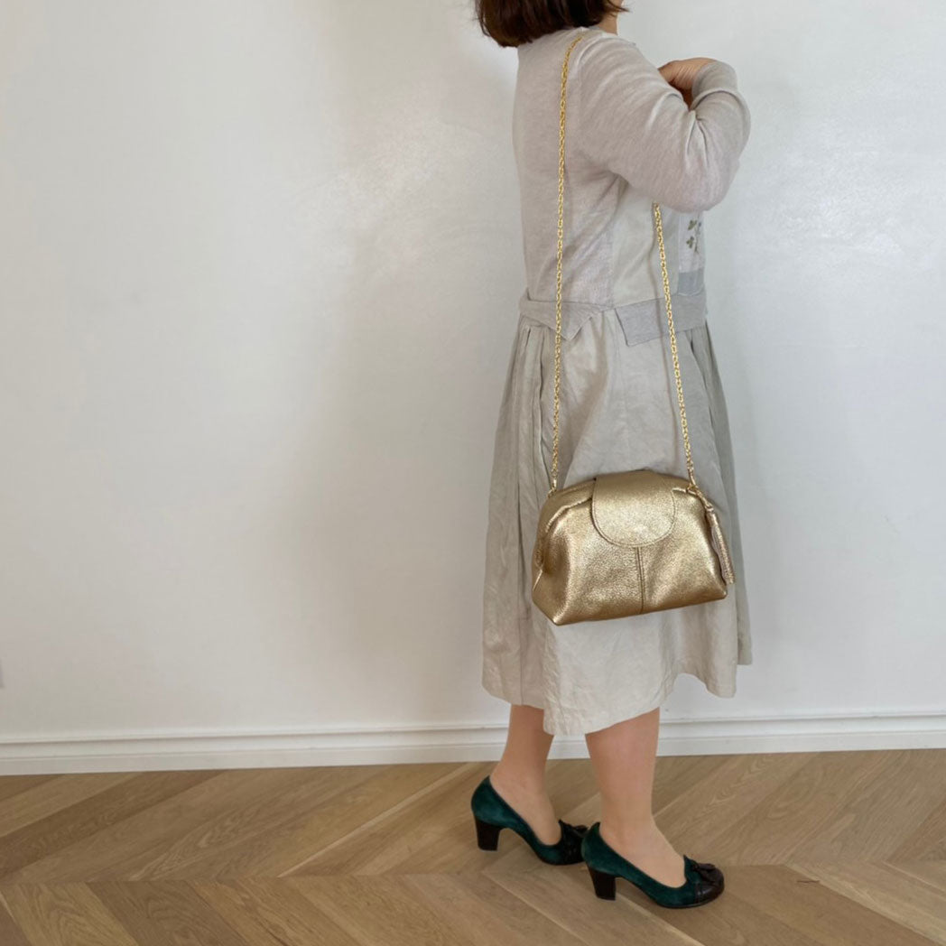 ゴールドシマー  / 口金レザーポシェットM