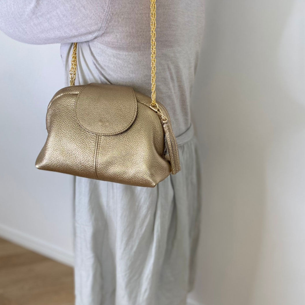 ゴールドシマー  / 口金レザーポシェットM