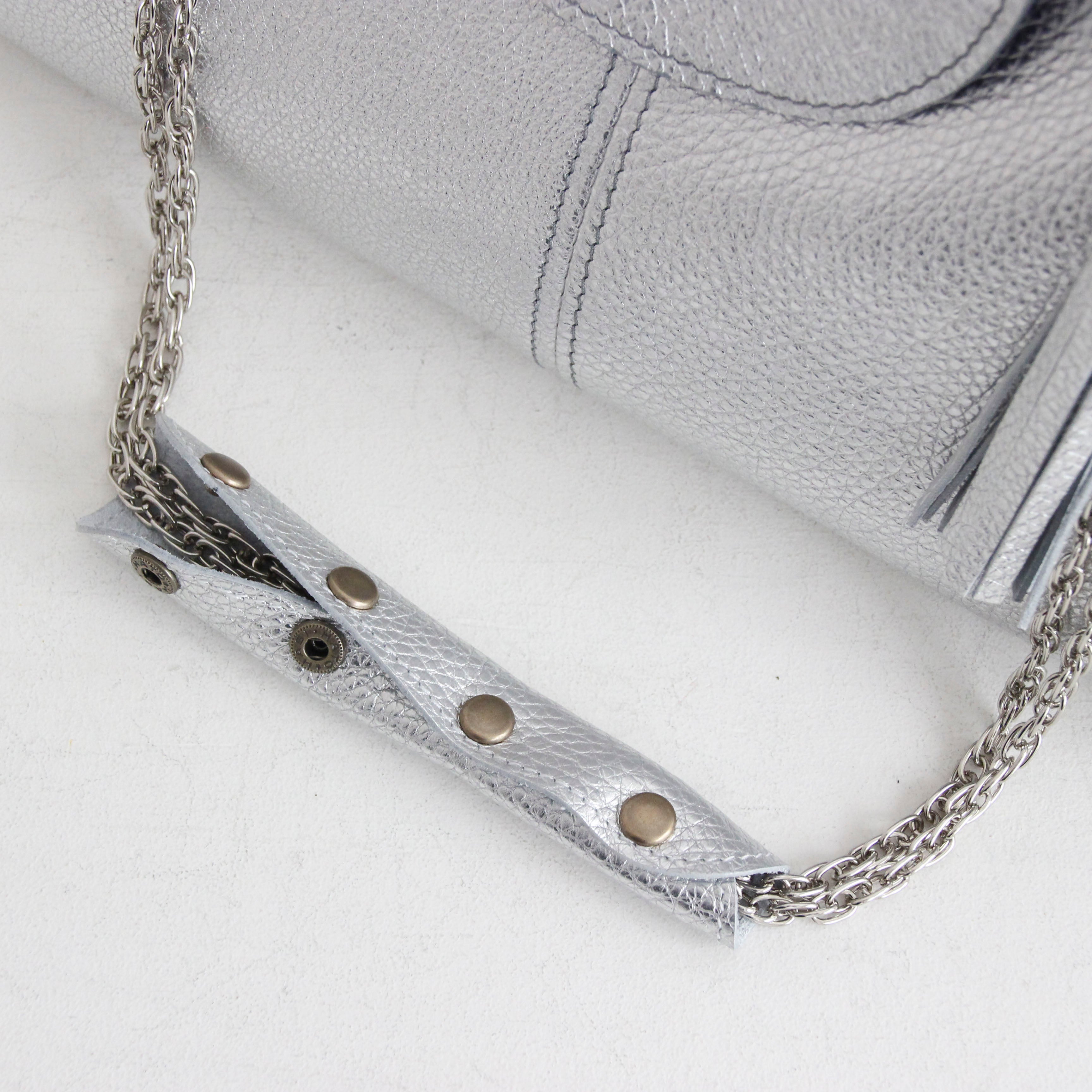 シルバーシマー / 口金レザーポシェットL