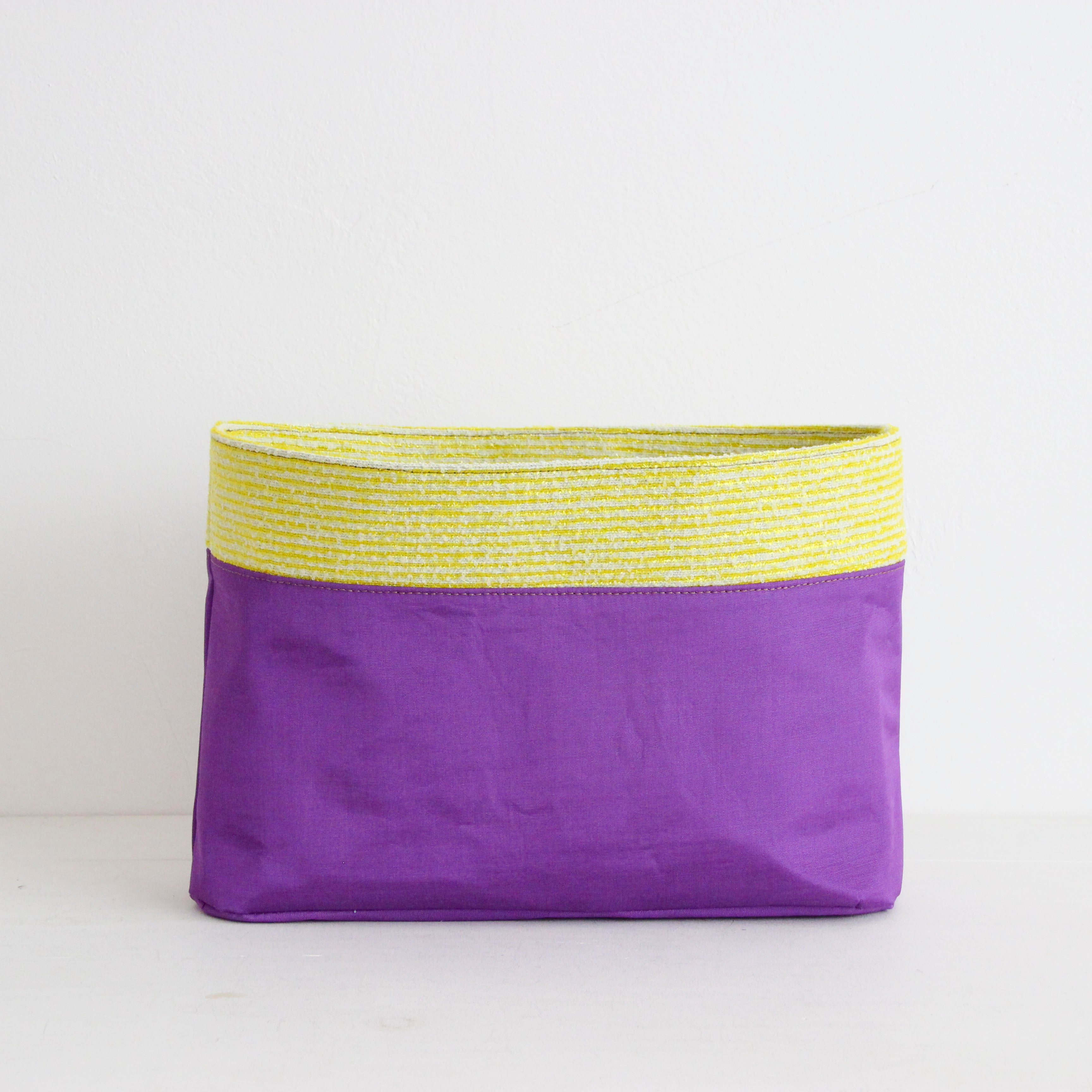 イエローラメボーダー / インナーバッグ /かごバッグ Mサイズ用/ XL