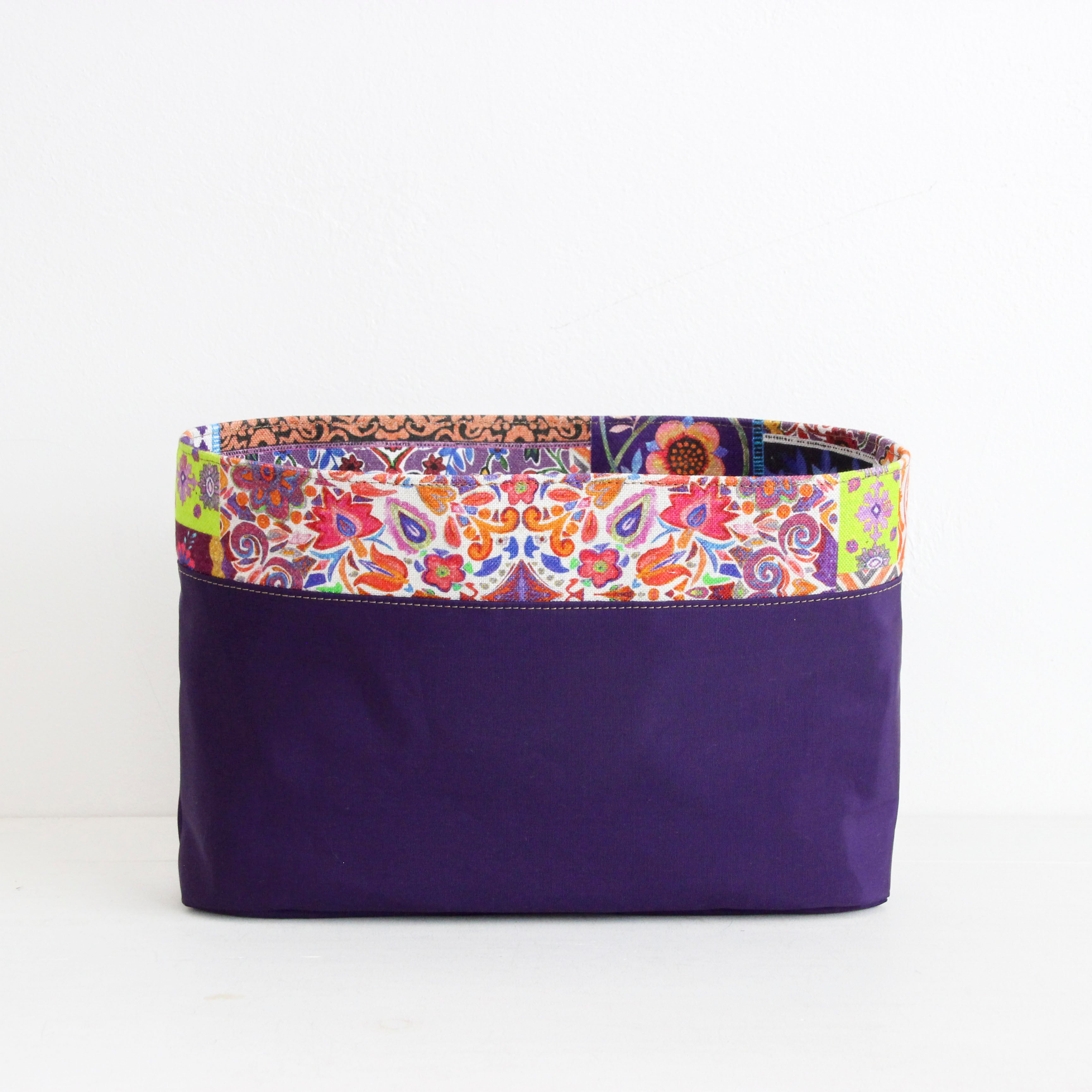 パッチワークカラフル / インナーバッグ /かごバッグ Mサイズ用/ XL