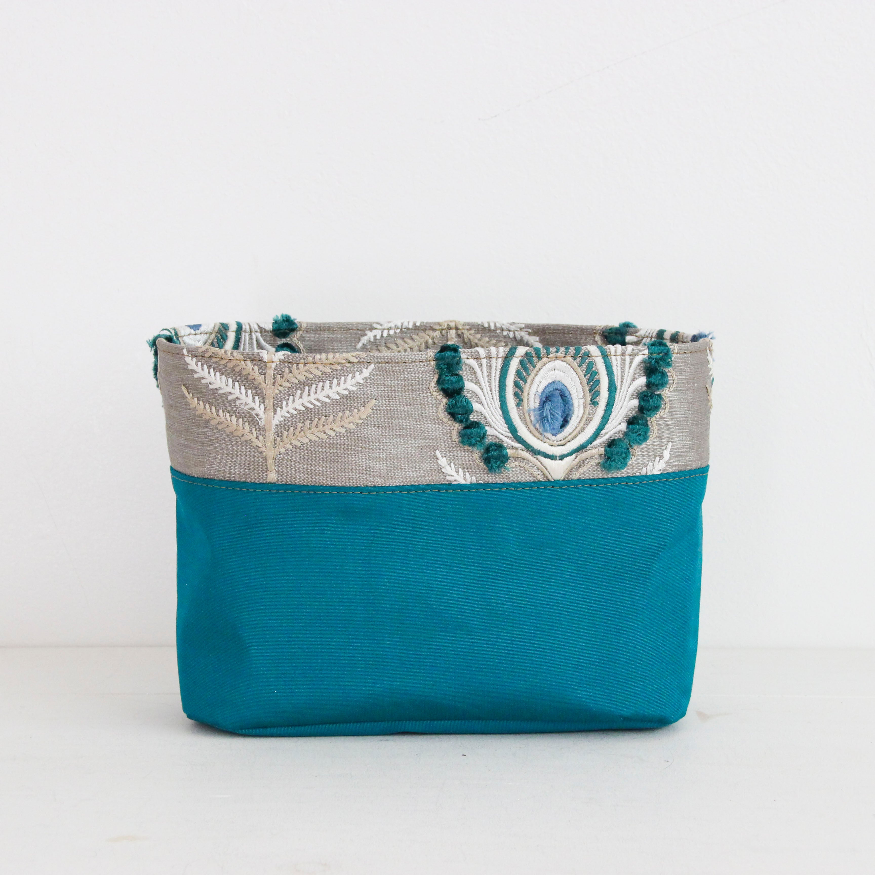 ターコイズピーコックフェザー / インナーバッグ / かごバッグ Sサイズ用 / XL