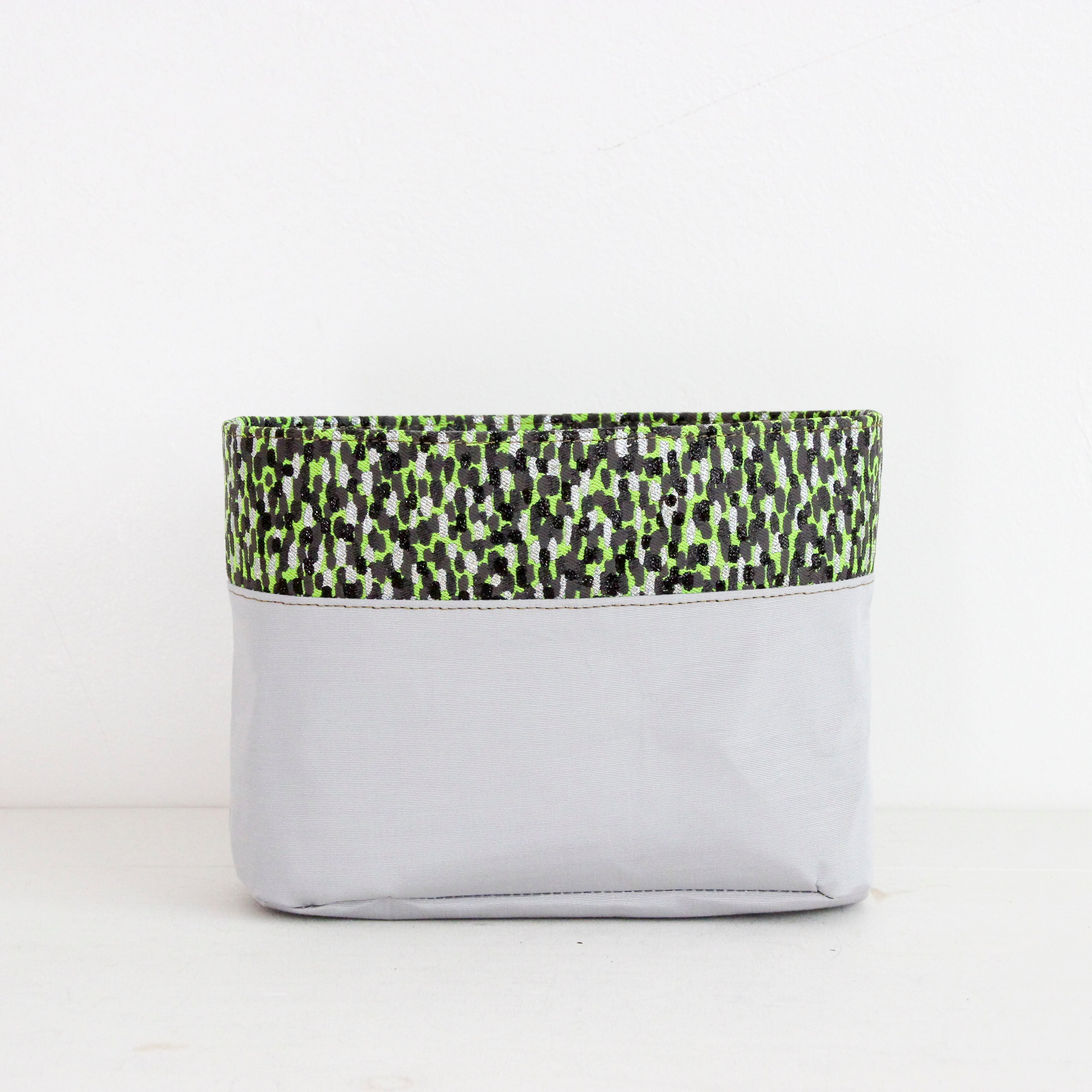 シルバーシマー×マッドグリーン / インナーバッグ / かごバッグ Sサイズ用 / L