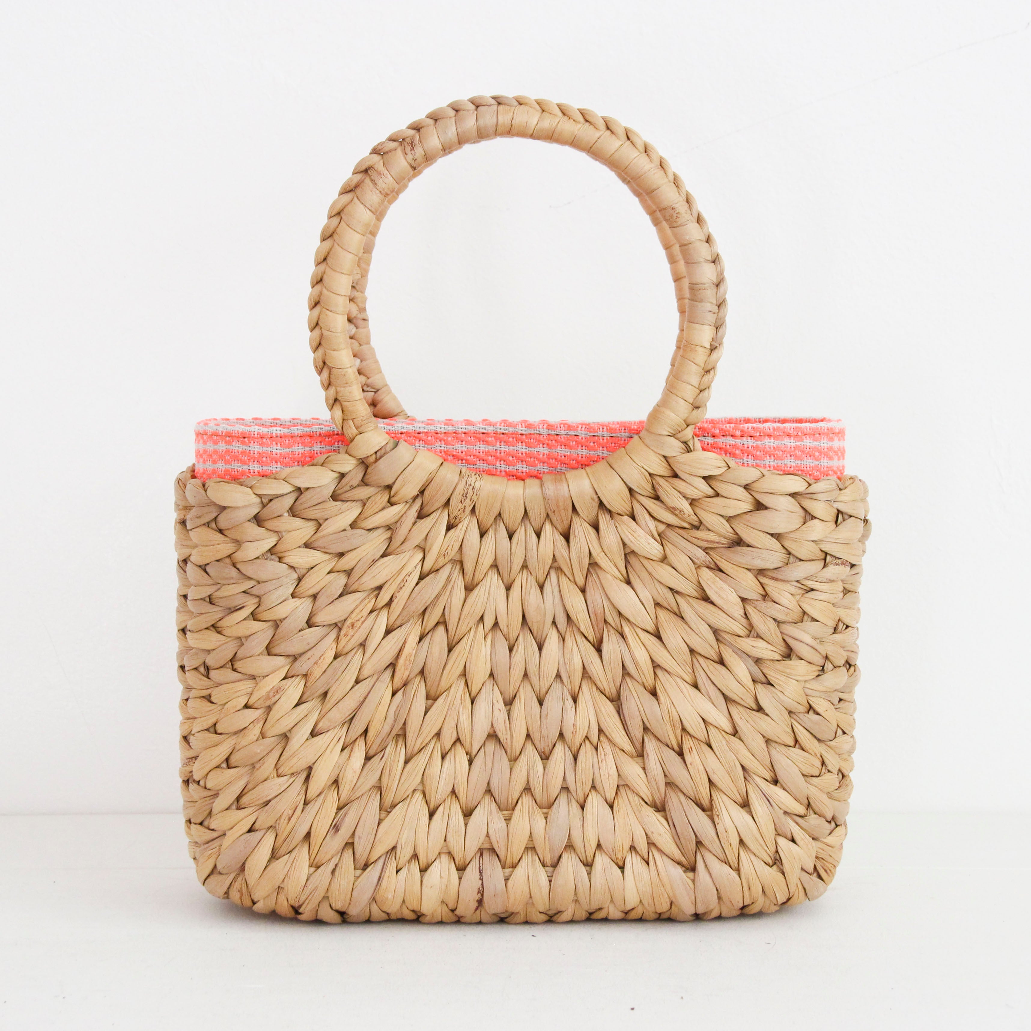 ピーチラメボーダー / インナーバッグ / かごバッグ Sサイズ用 / L