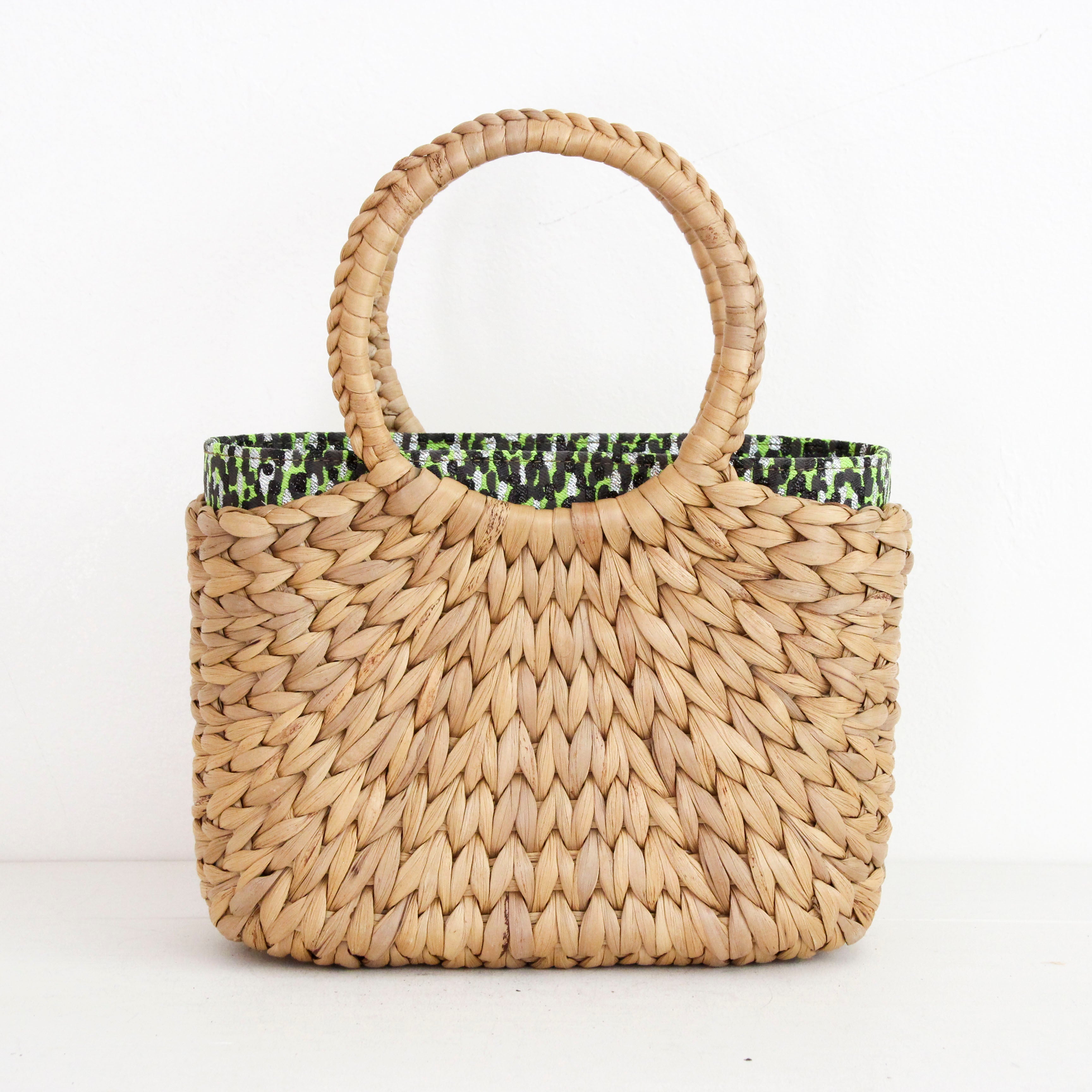 シルバーシマー×マッドグリーン / インナーバッグ / かごバッグ Sサイズ用 / L