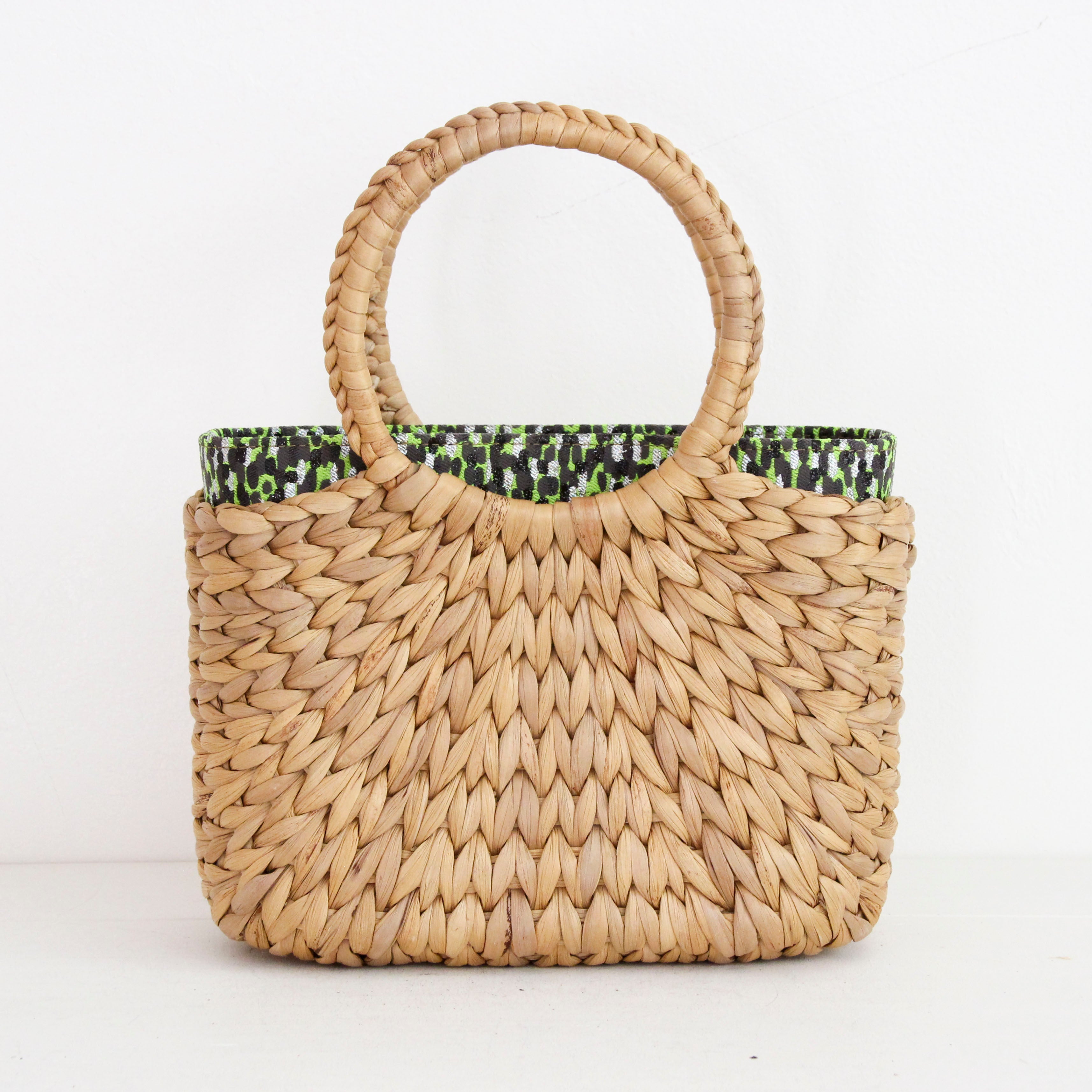 シルバーシマー×マッドグリーン / インナーバッグ / かごバッグ Sサイズ用 / L