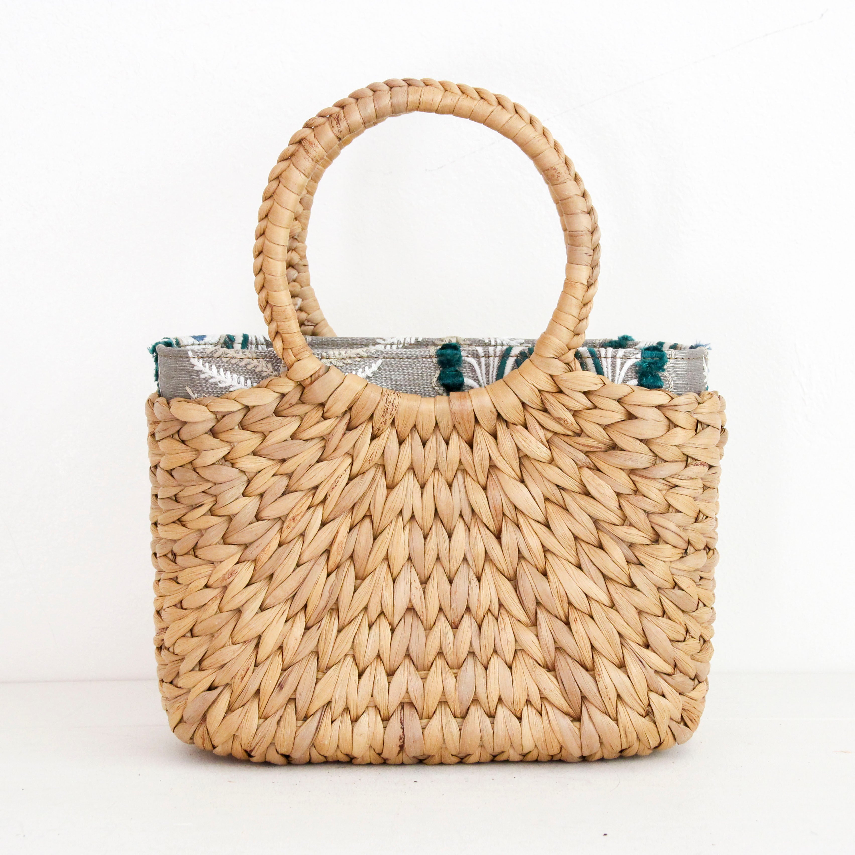 ターコイズピーコックフェザー / インナーバッグ / かごバッグ Sサイズ用 / XL