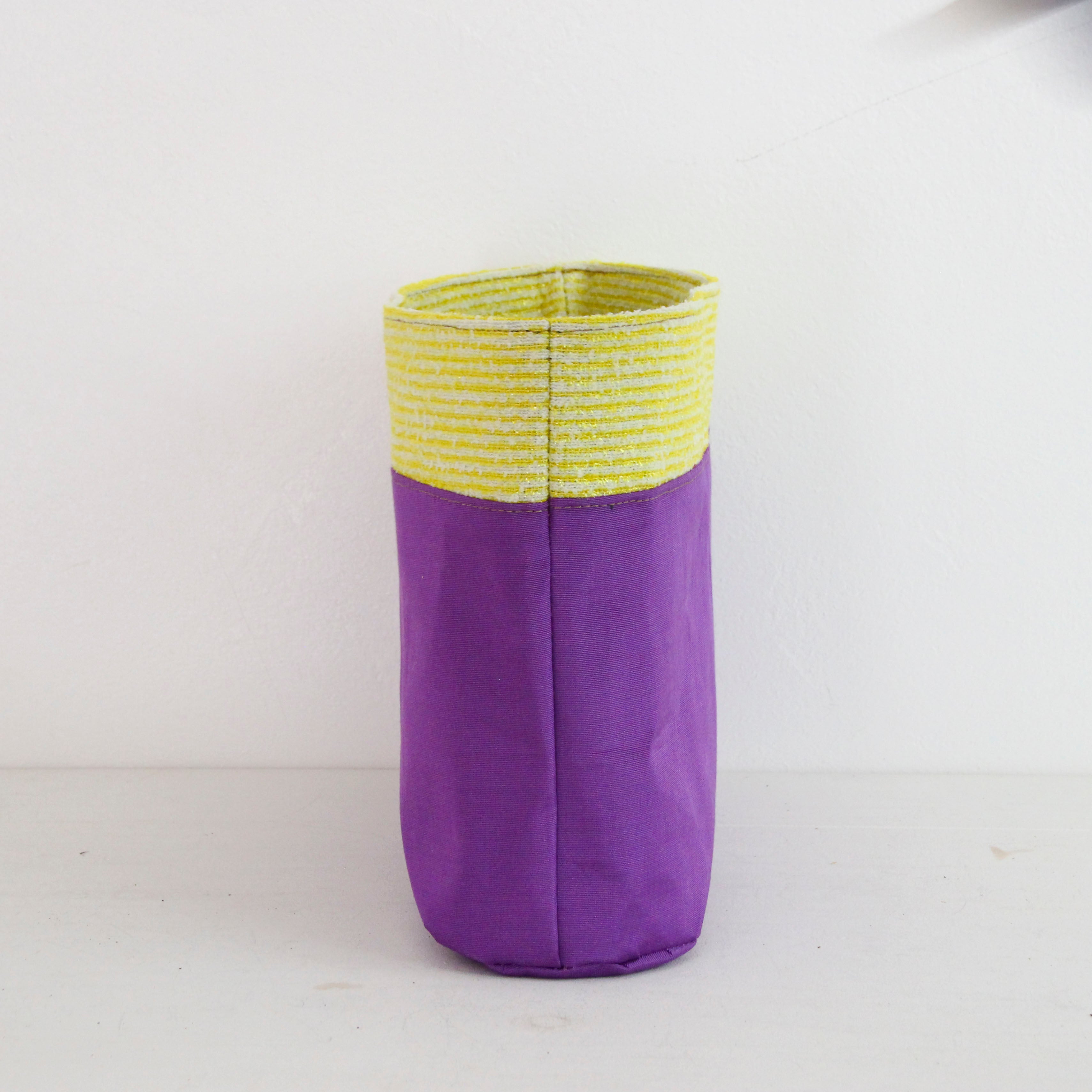 イエローラメボーダー / インナーバッグ /かごバッグ Mサイズ用/ XL