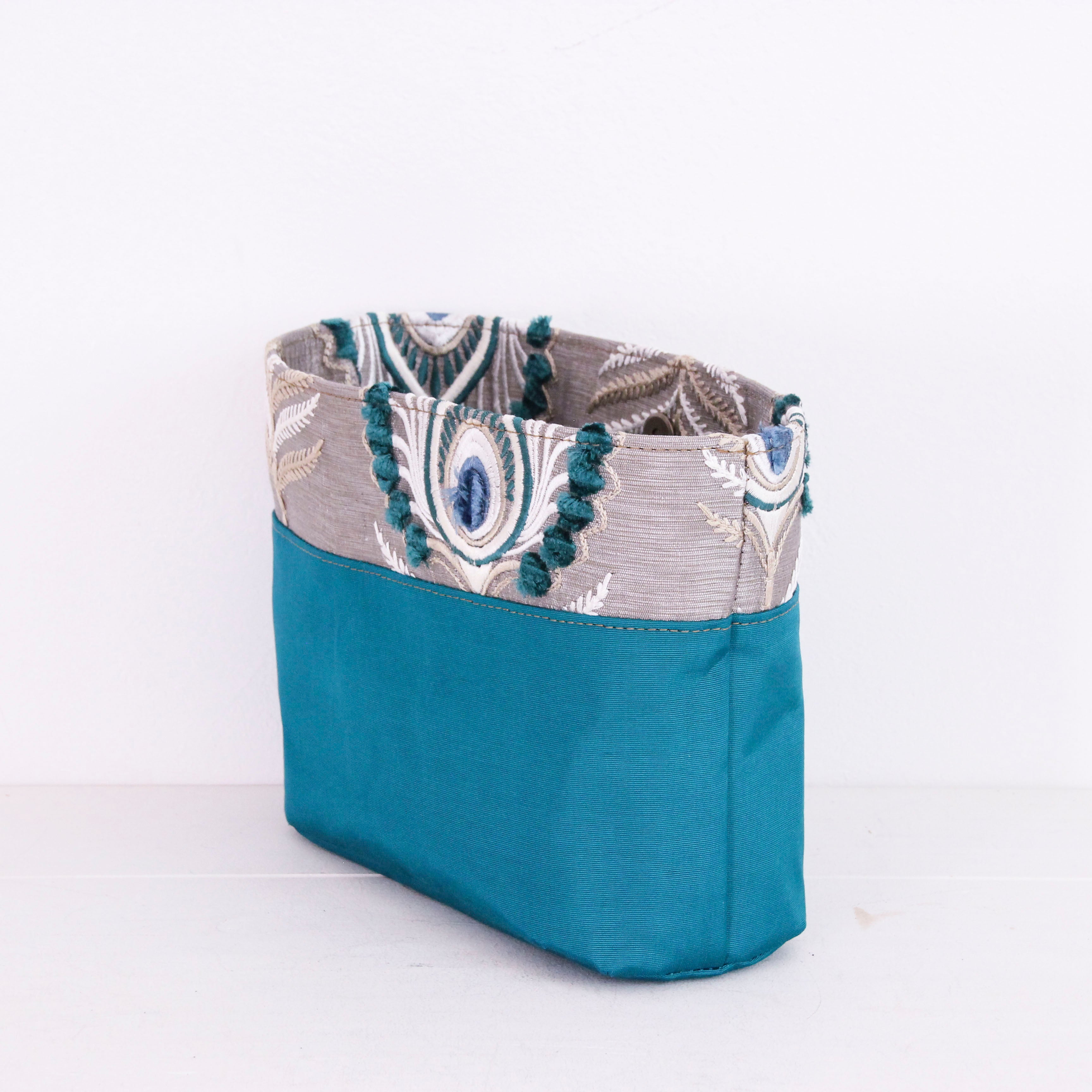 ターコイズピーコックフェザー / インナーバッグ / かごバッグ Sサイズ用 / XL