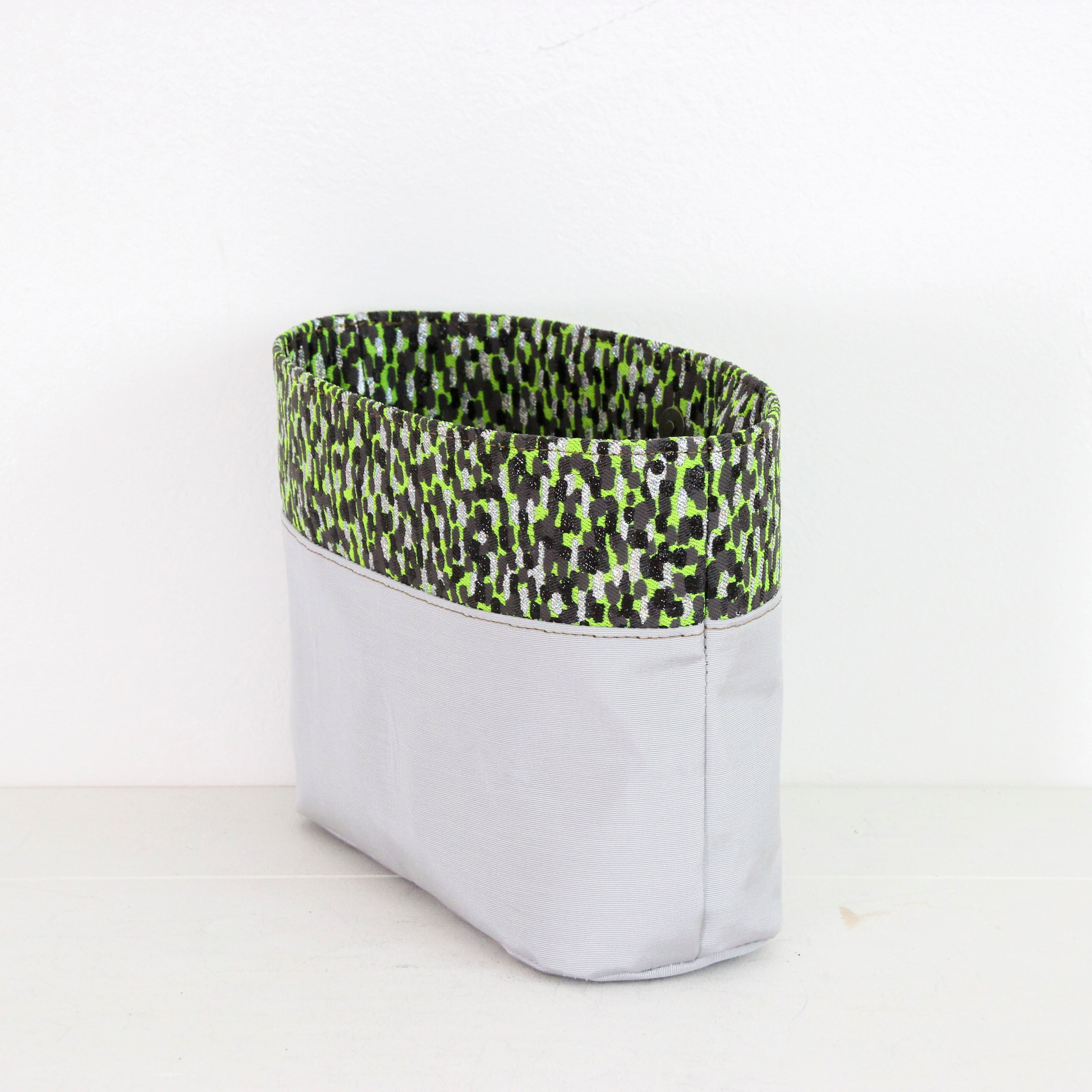 シルバーシマー×マッドグリーン / インナーバッグ / かごバッグ Sサイズ用 / L