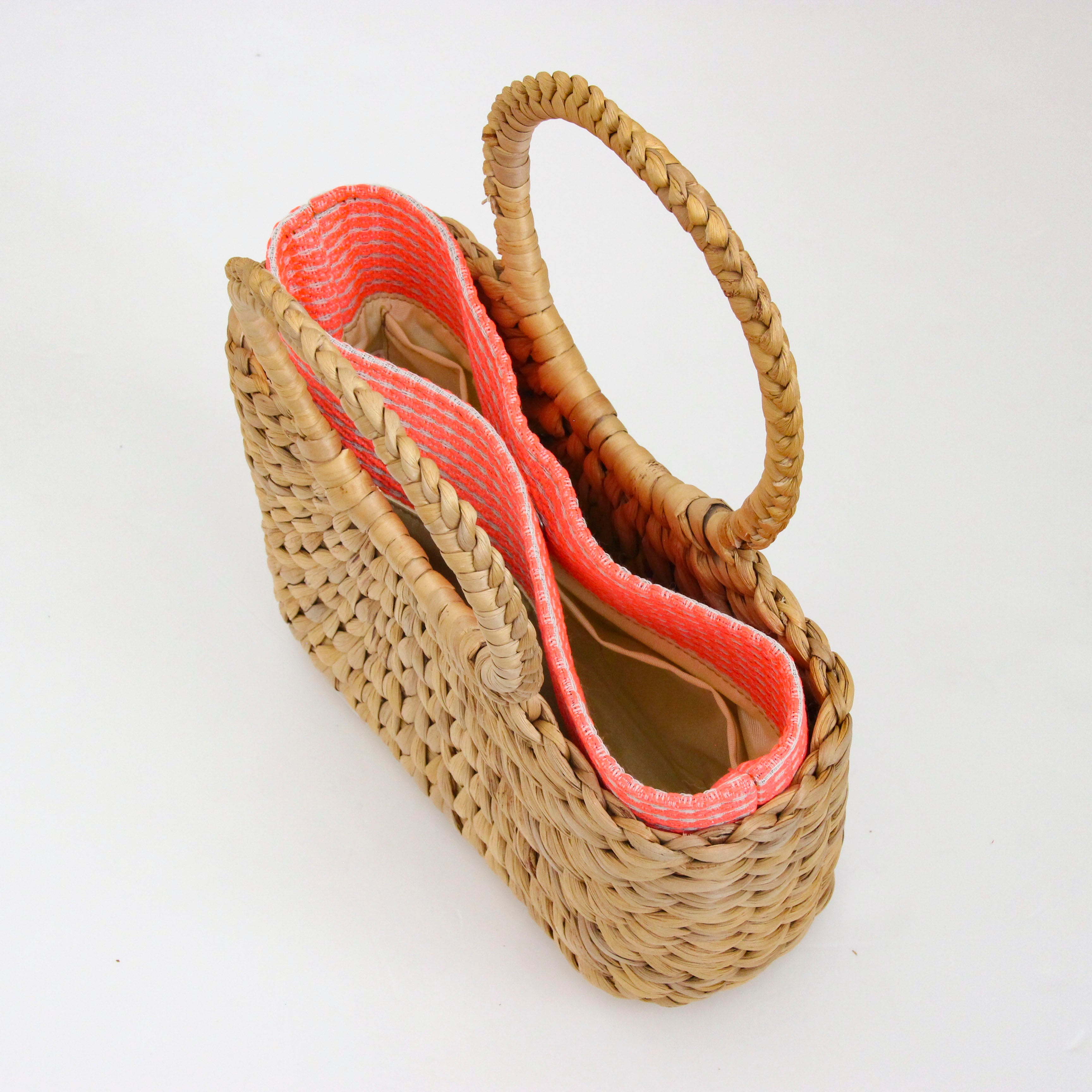 ピーチラメボーダー / インナーバッグ / かごバッグ Sサイズ用 / L