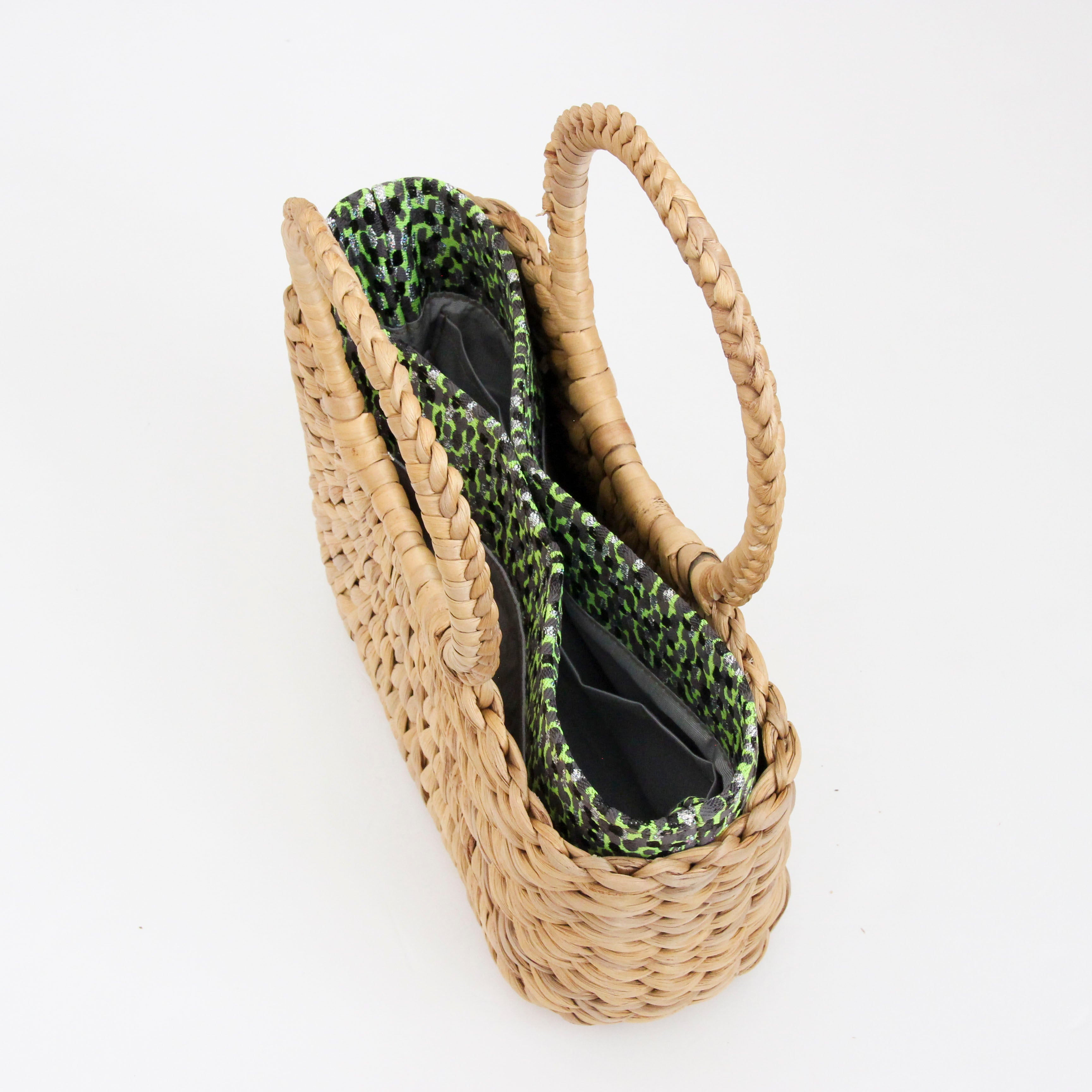 シルバーシマー×マッドグリーン / インナーバッグ / かごバッグ Sサイズ用 / L