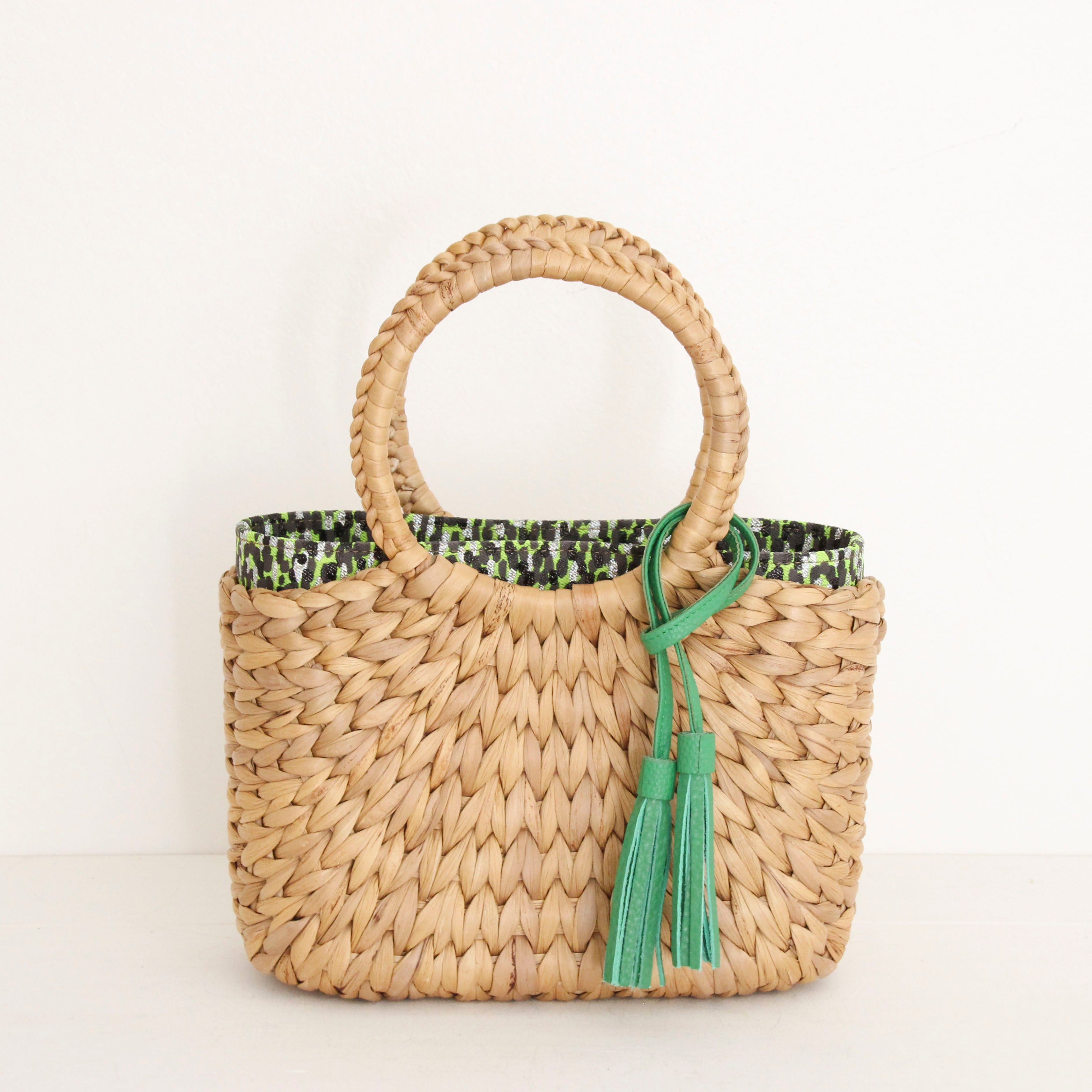 シルバーシマー×マッドグリーン / インナーバッグ / かごバッグ Sサイズ用 / L