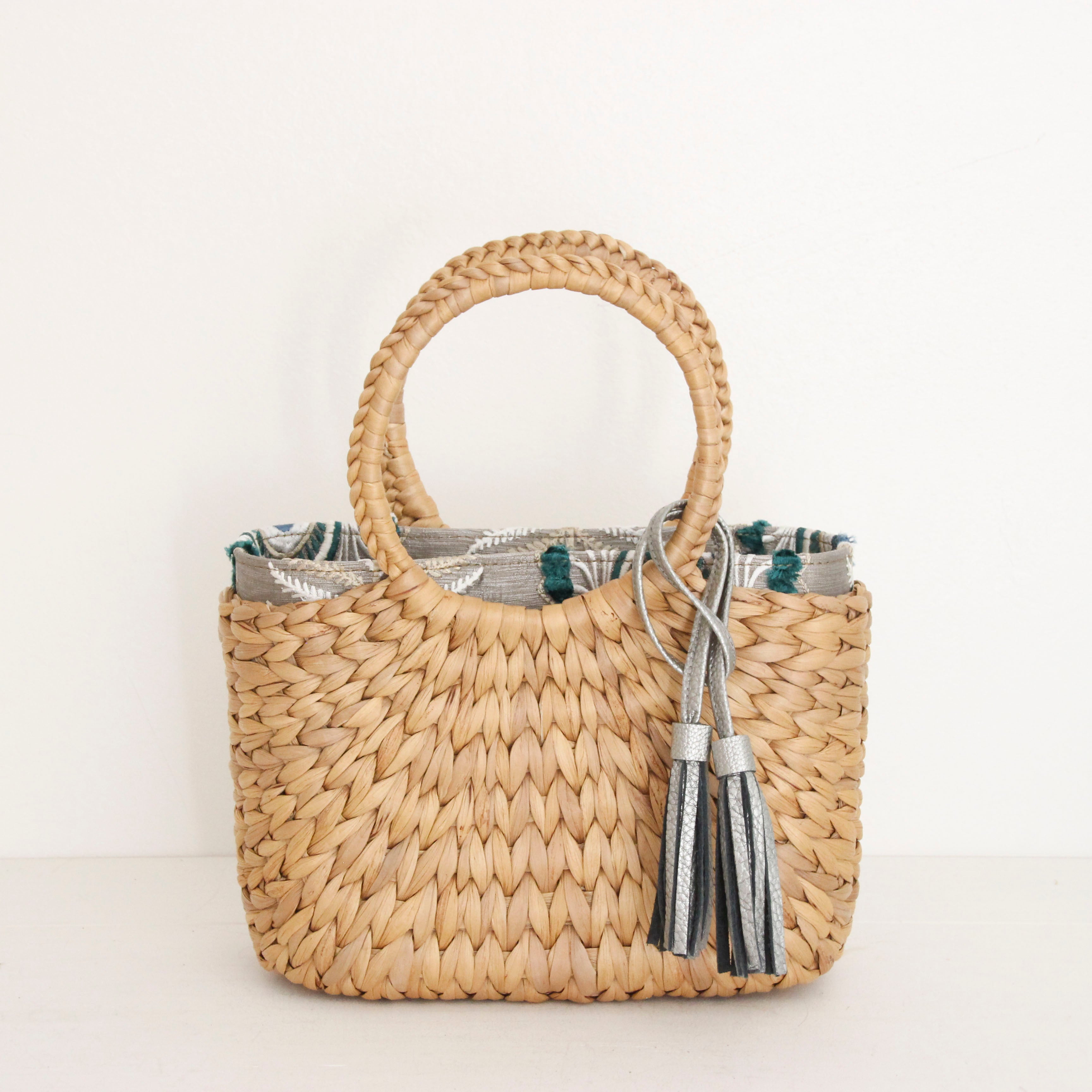 ターコイズピーコックフェザー / インナーバッグ / かごバッグ Sサイズ用 / XL