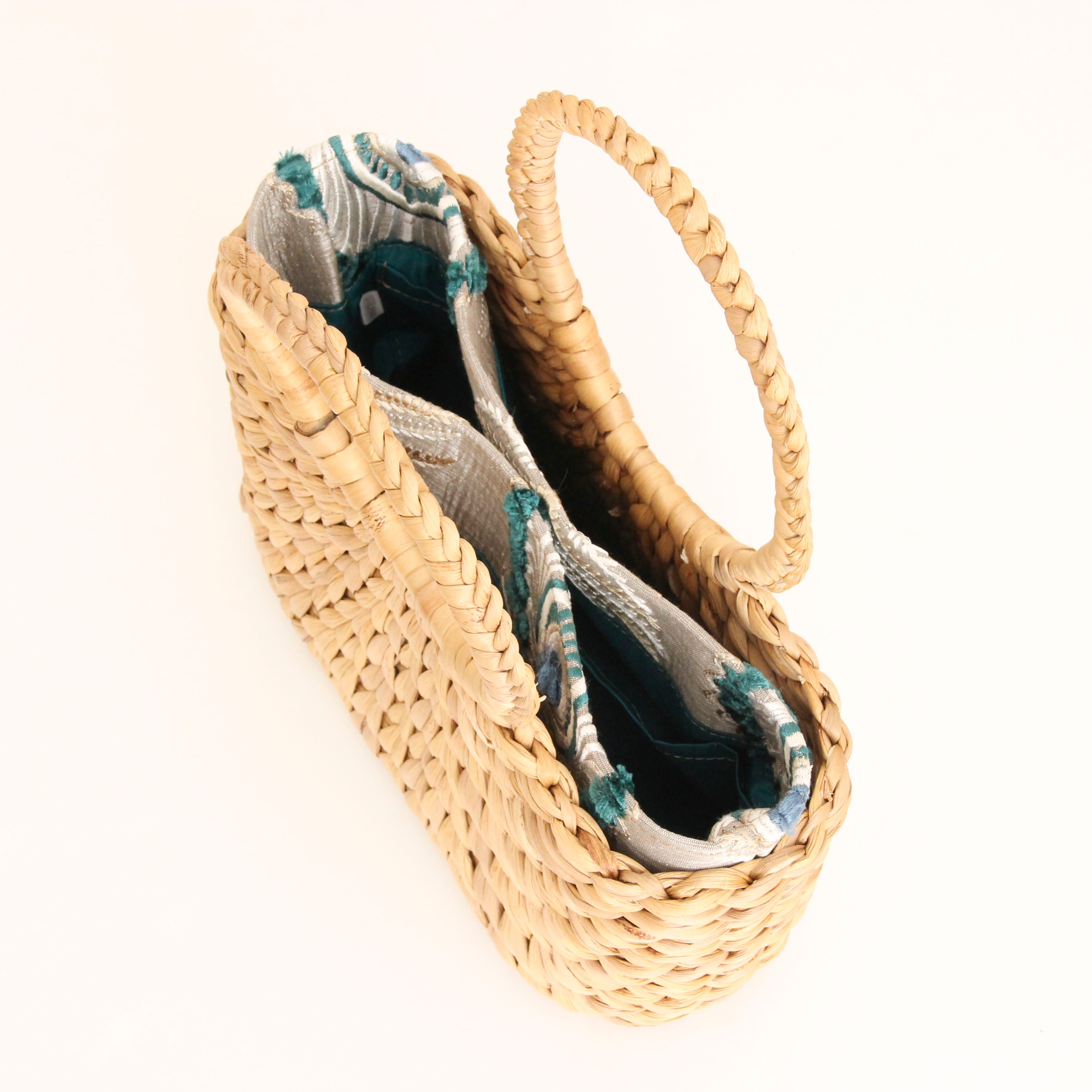 ターコイズピーコックフェザー / インナーバッグ / かごバッグ Sサイズ用 / XL