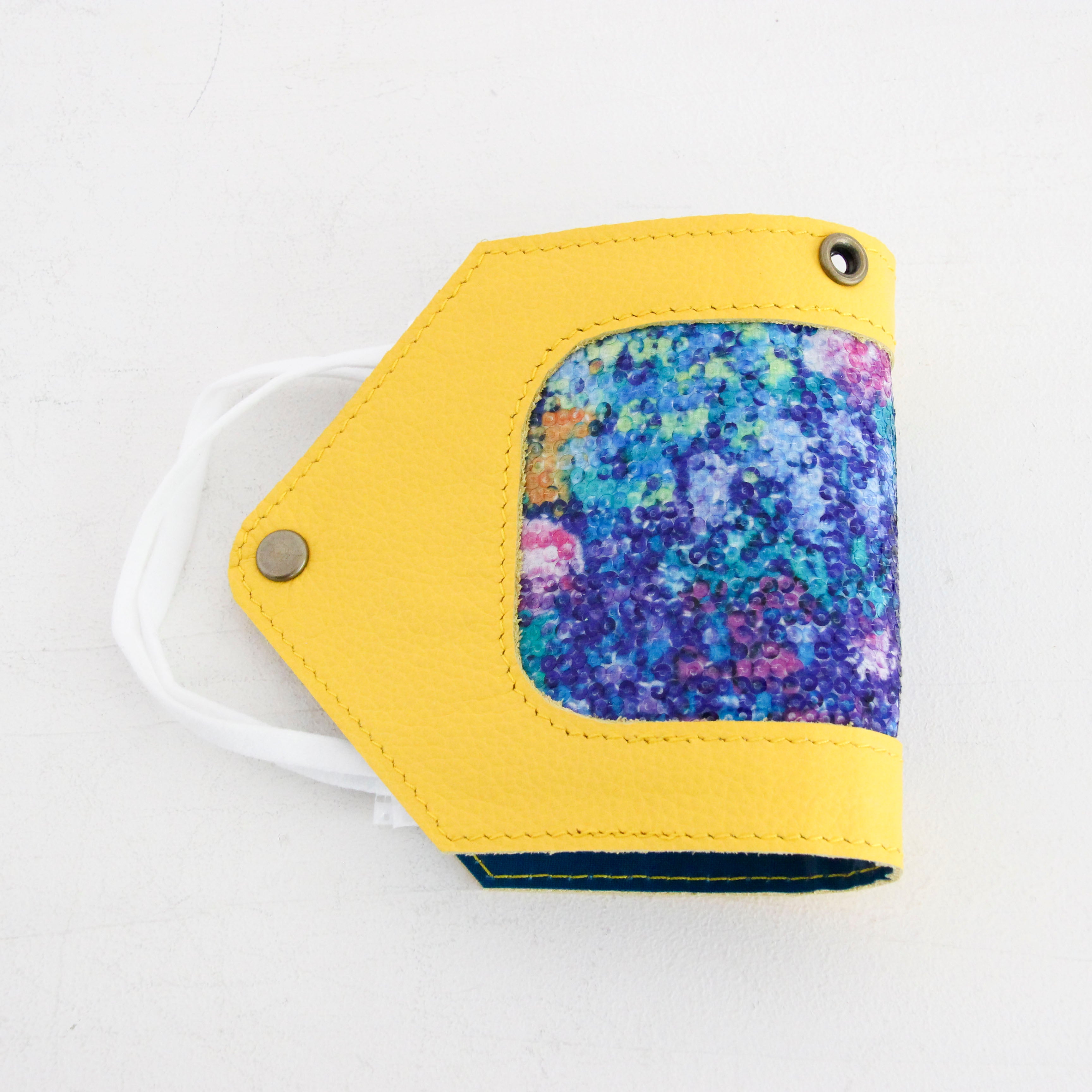 フラワースパン×イエローレザー / マスクケース