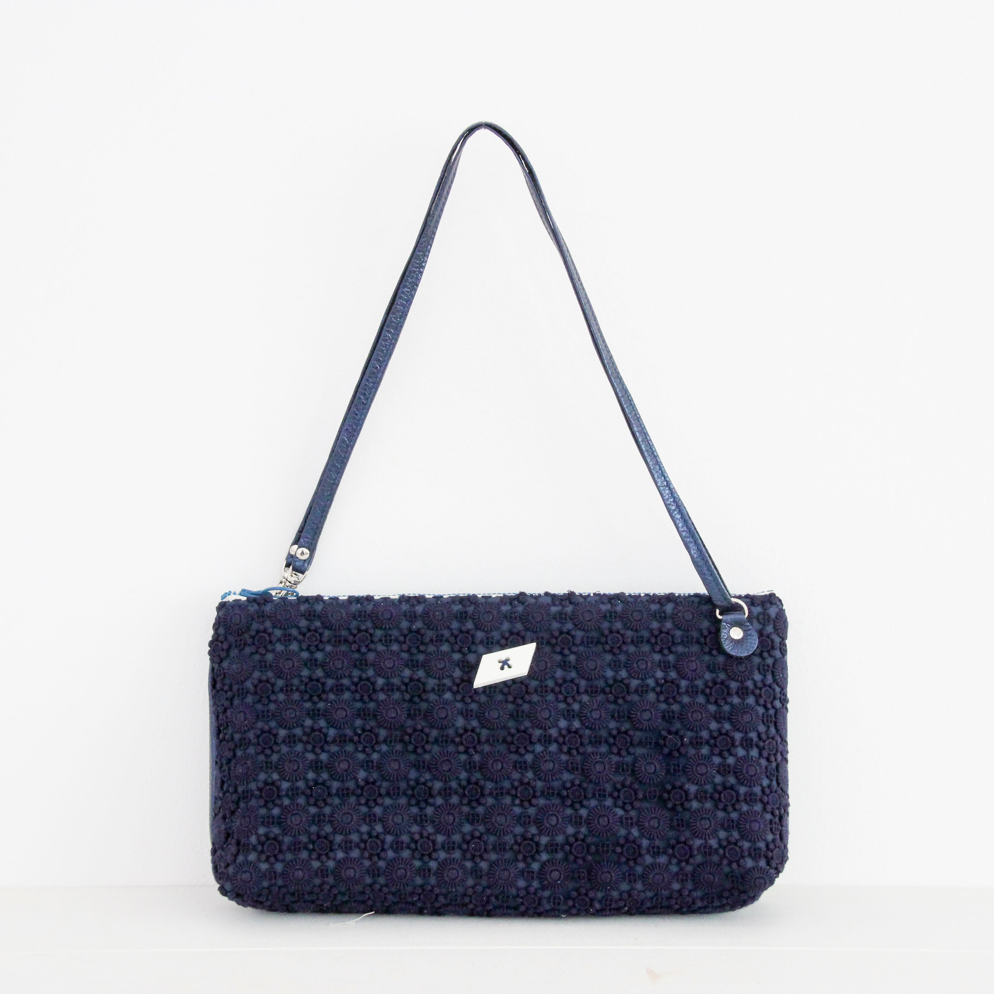 ネイビーレース / フラットポシェット