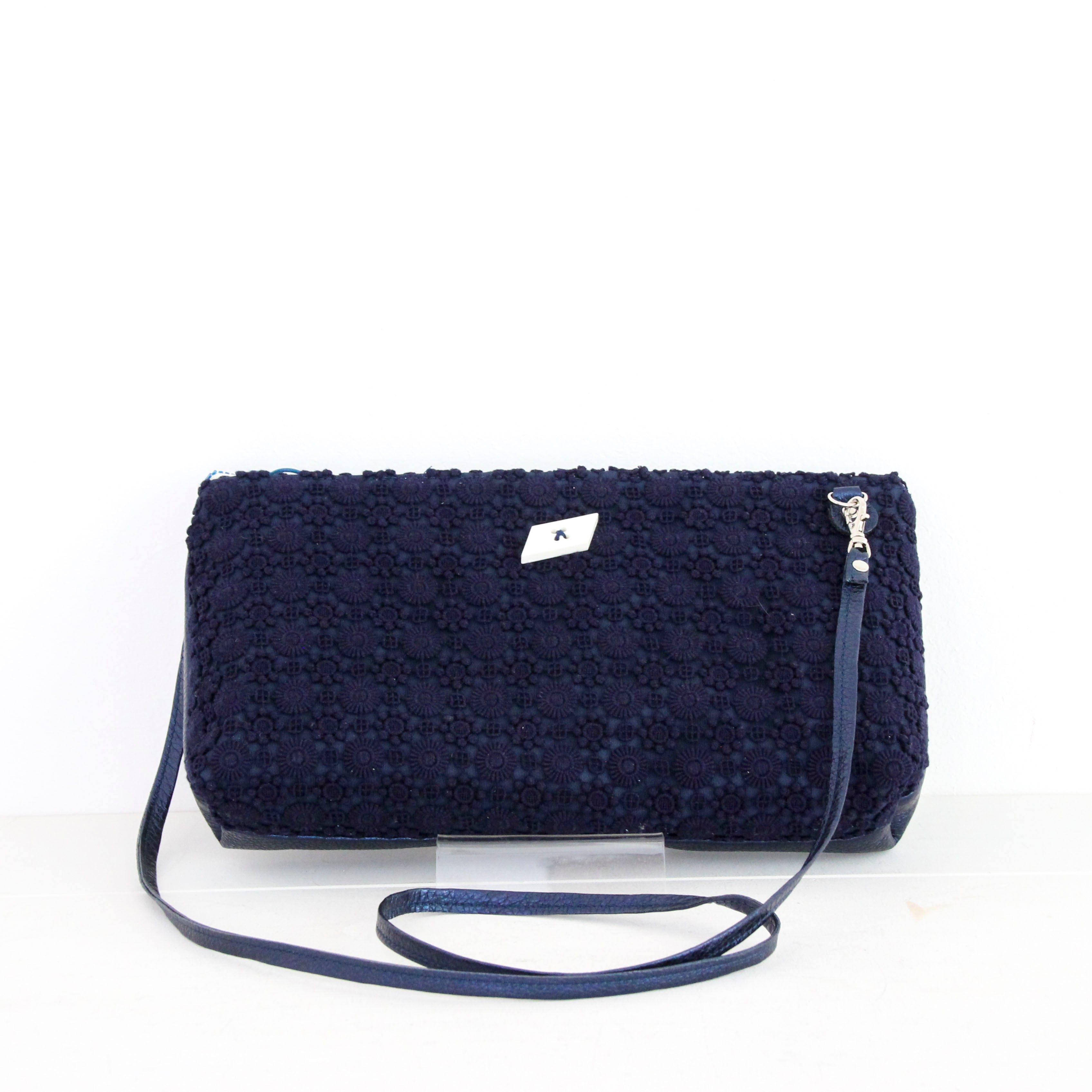 ネイビーレース / フラットポシェット