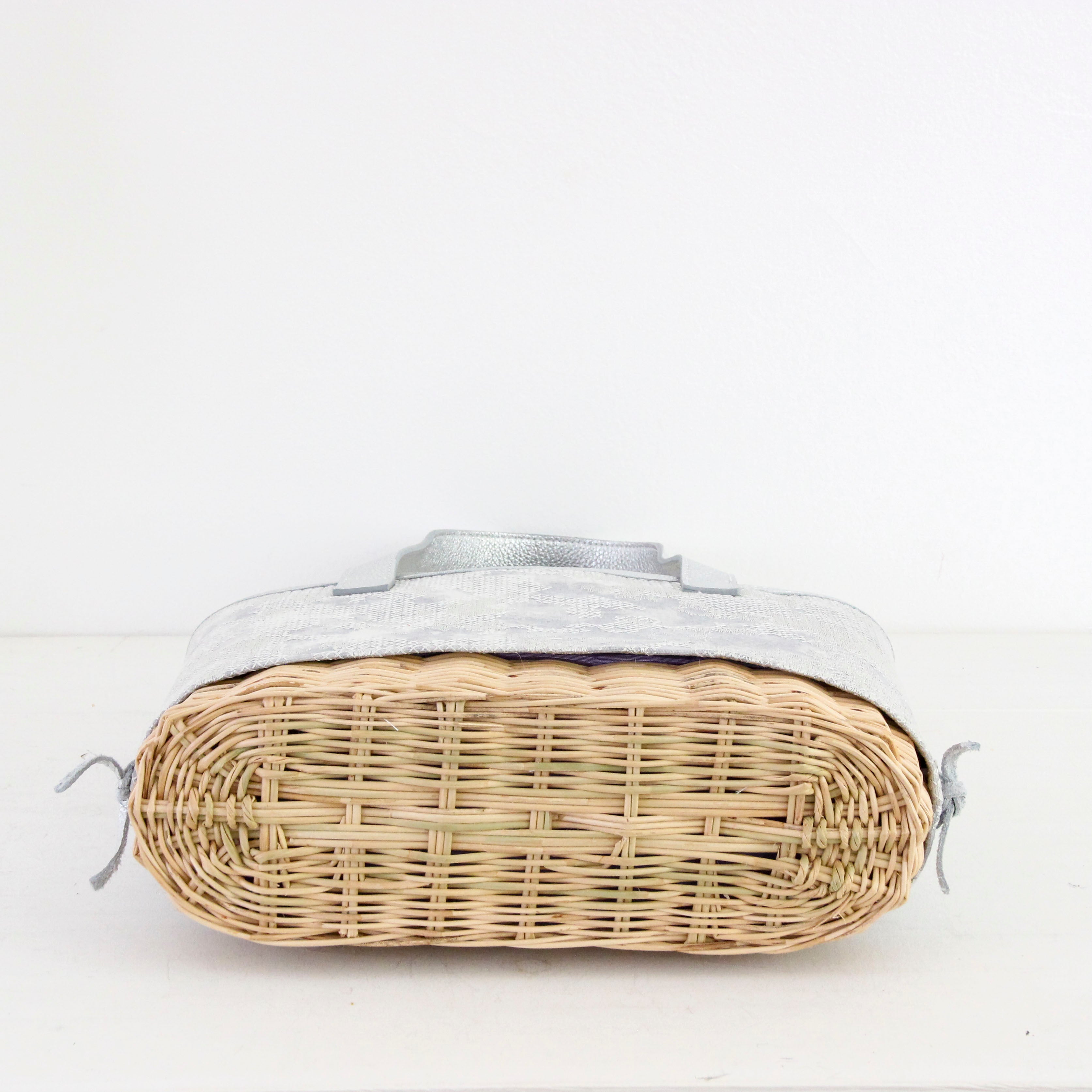 マーブル刺繍シルバーXL / かごトート