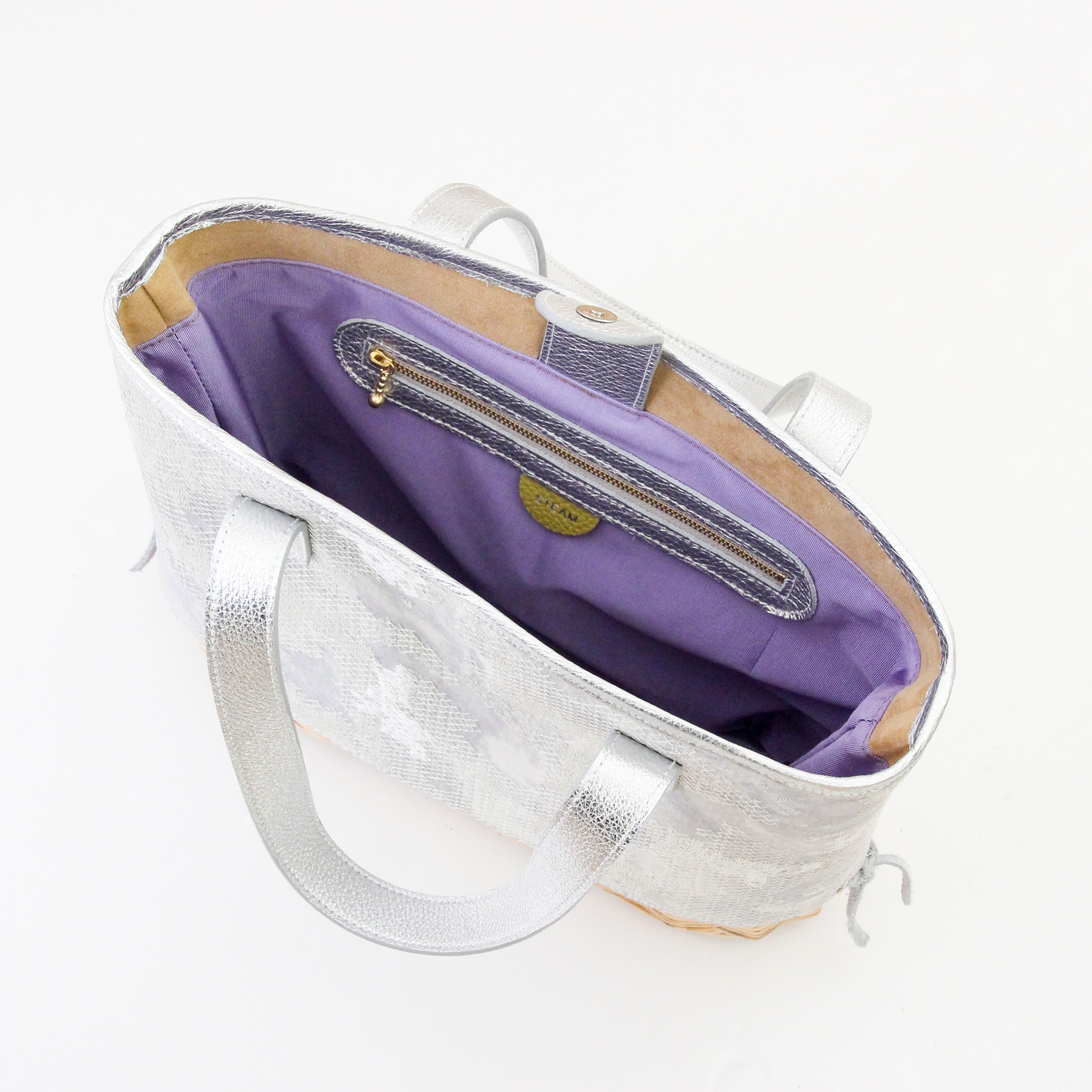 マーブル刺繍シルバーXL / かごトート