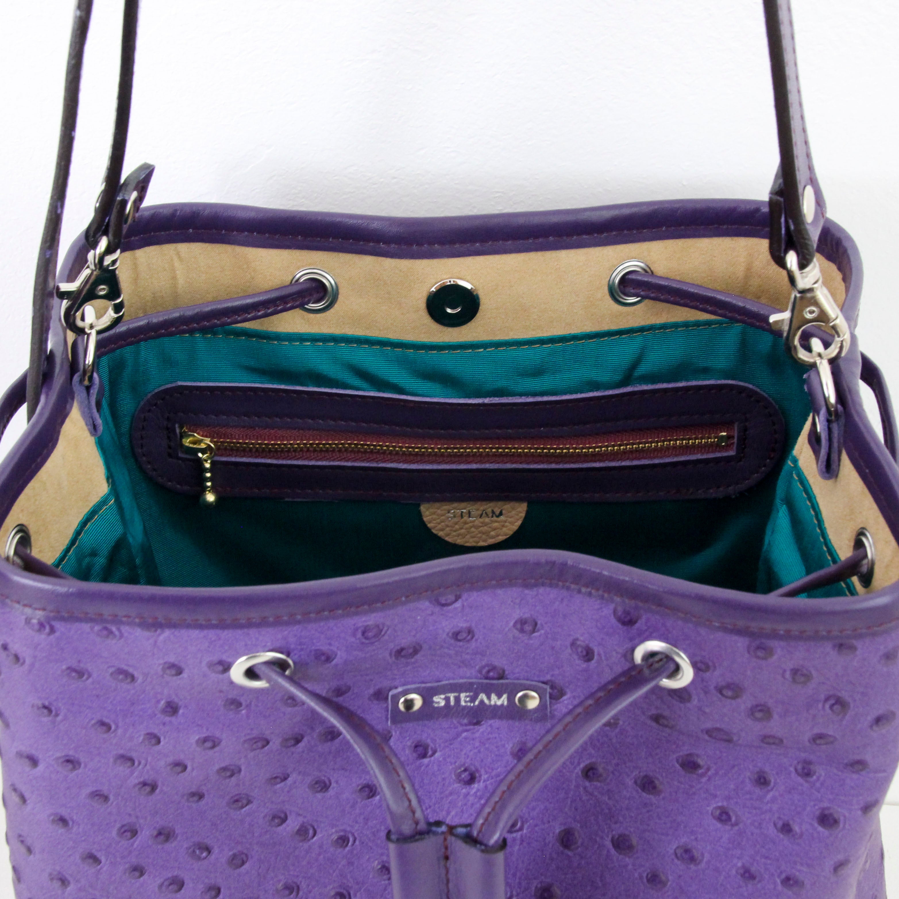 パープルレザー / バケットバッグM / XL