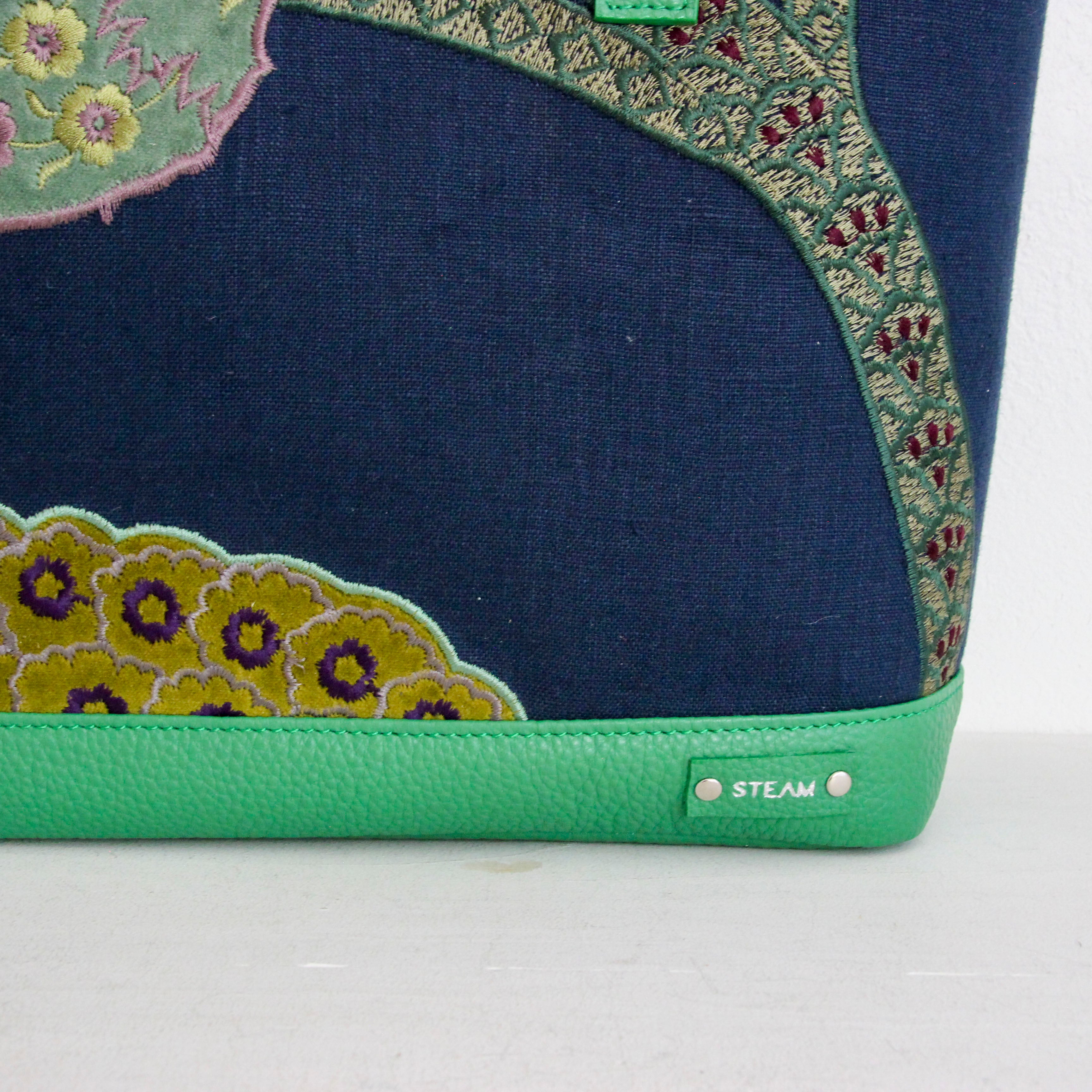 ベルベットアップリケネイビーリネン SXL / ノヴァトートM