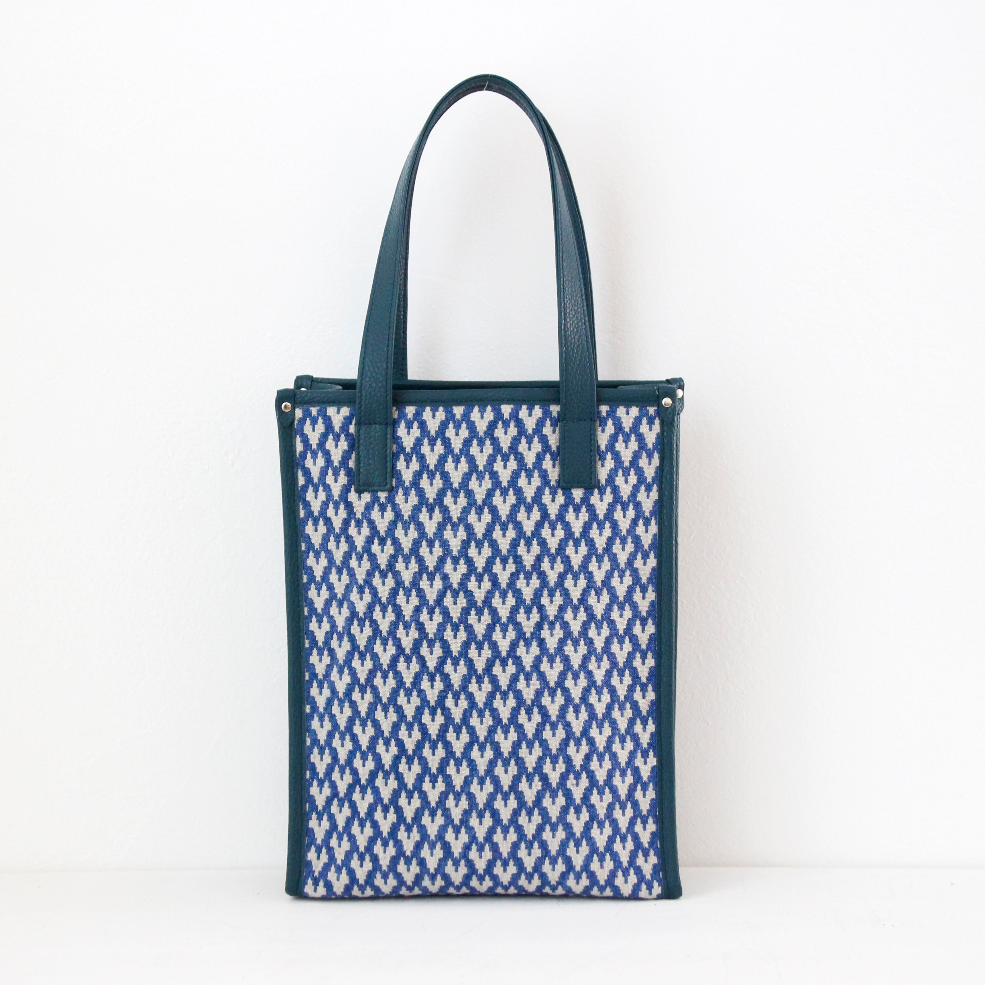 ラファーノ デニム×アイボリー×ディープオーシャン SXL / バーティカルトート トールM