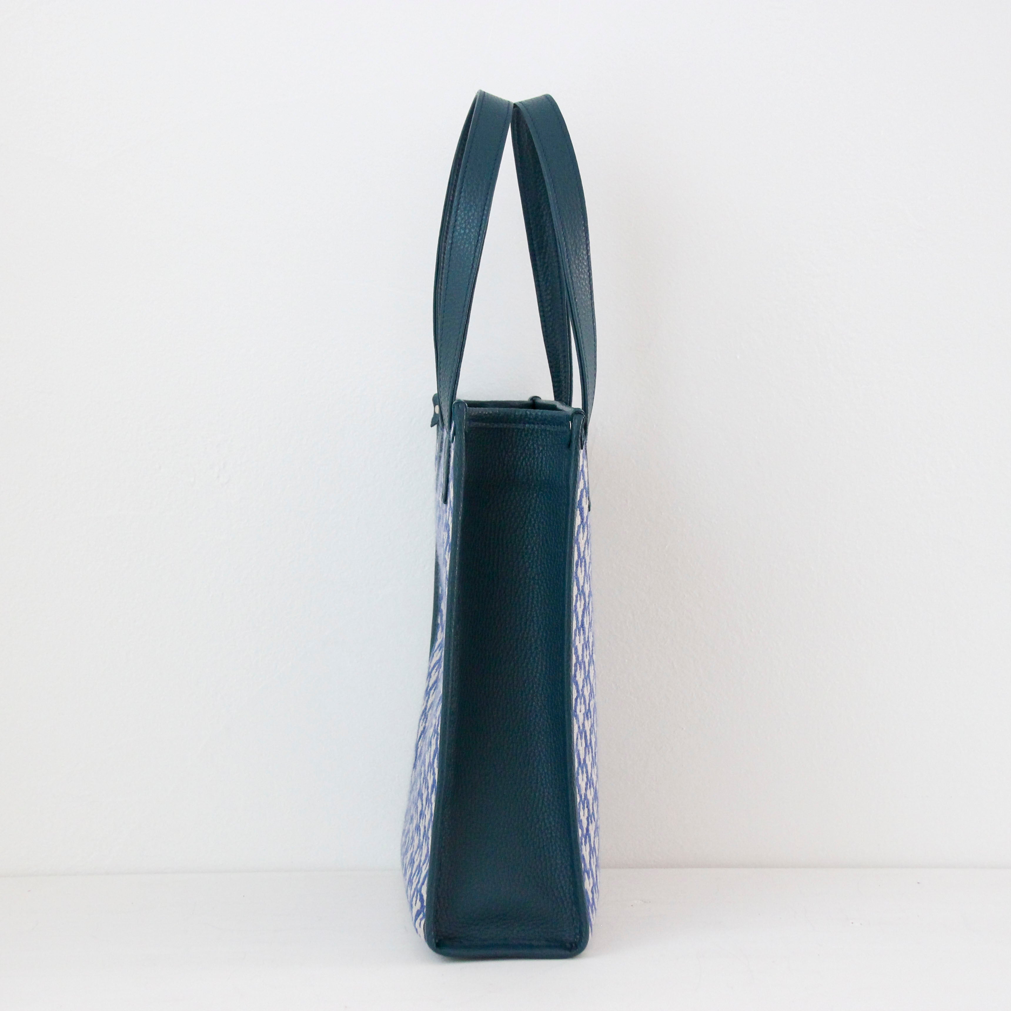 ラファーノ デニム×アイボリー×ディープオーシャン SXL / バーティカルトート トールM