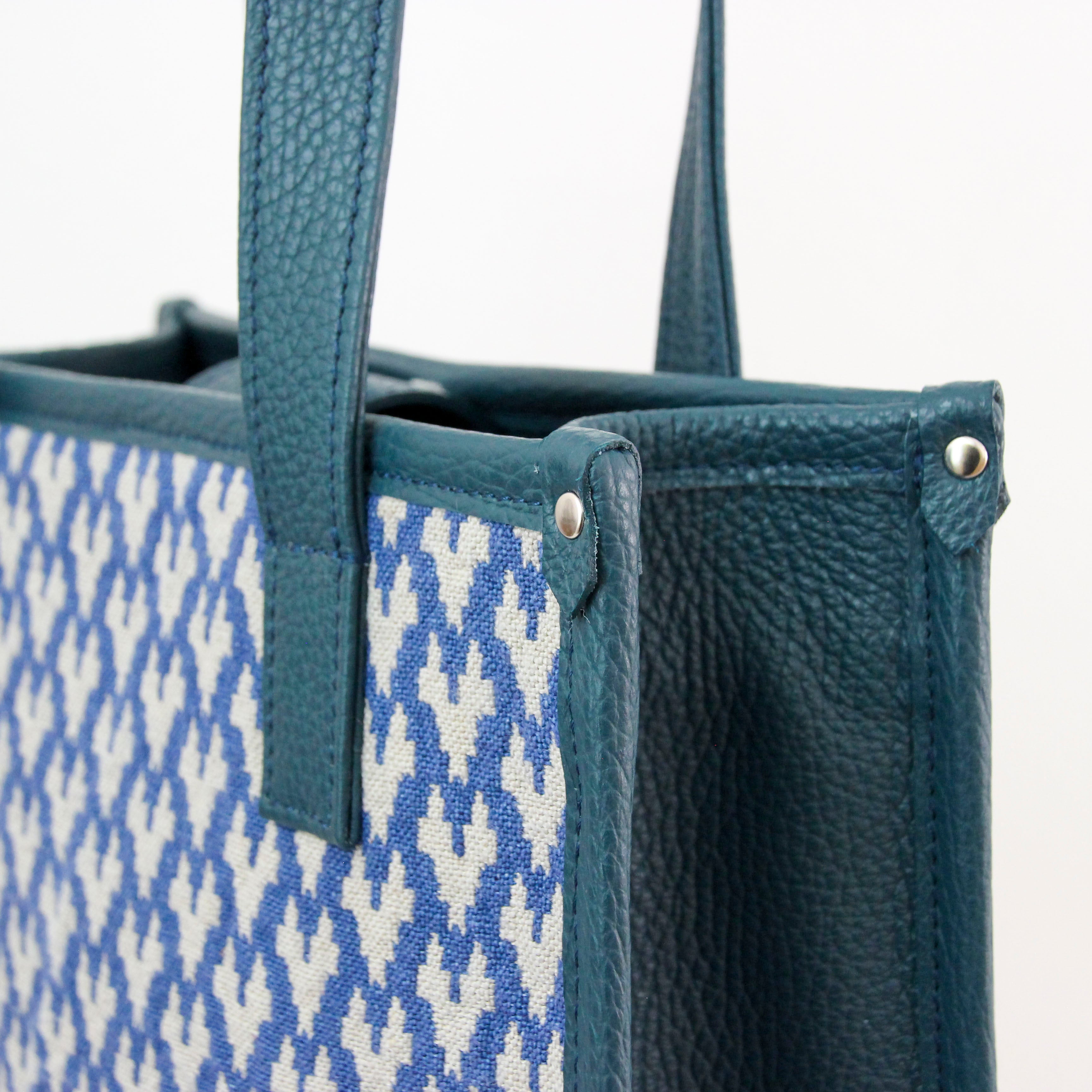 ラファーノ デニム×アイボリー×ディープオーシャン SXL / バーティカルトート トールM