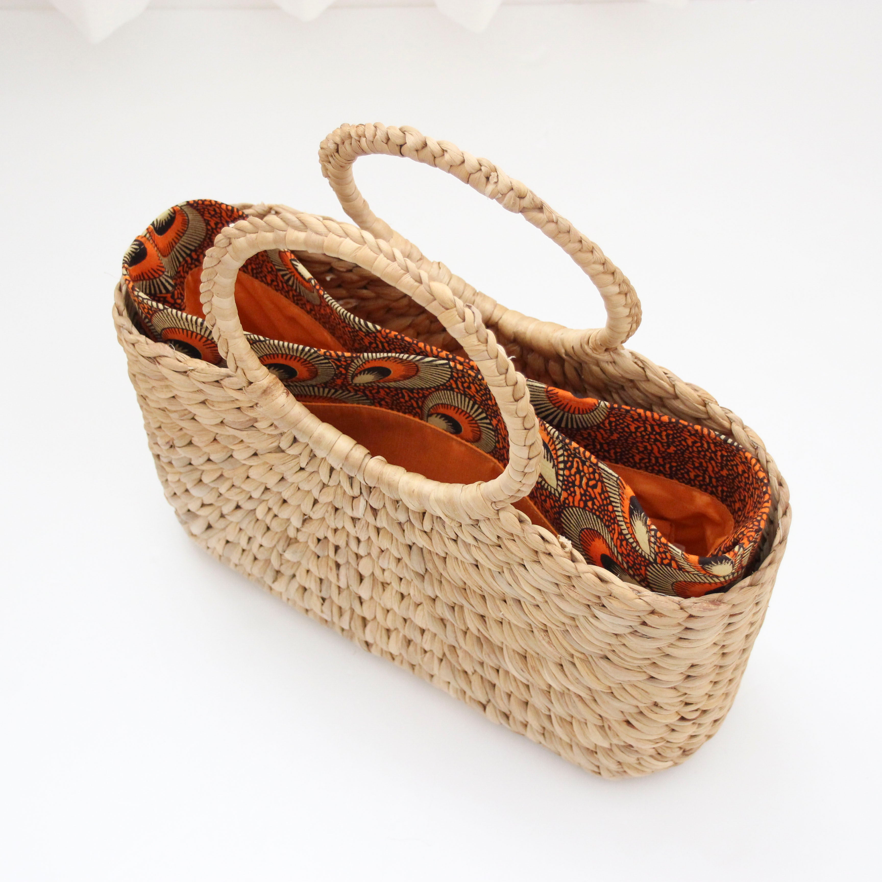 アフリカンフェザーオレンジ / インナーバッグ /かごバッグ Mサイズ用/ S