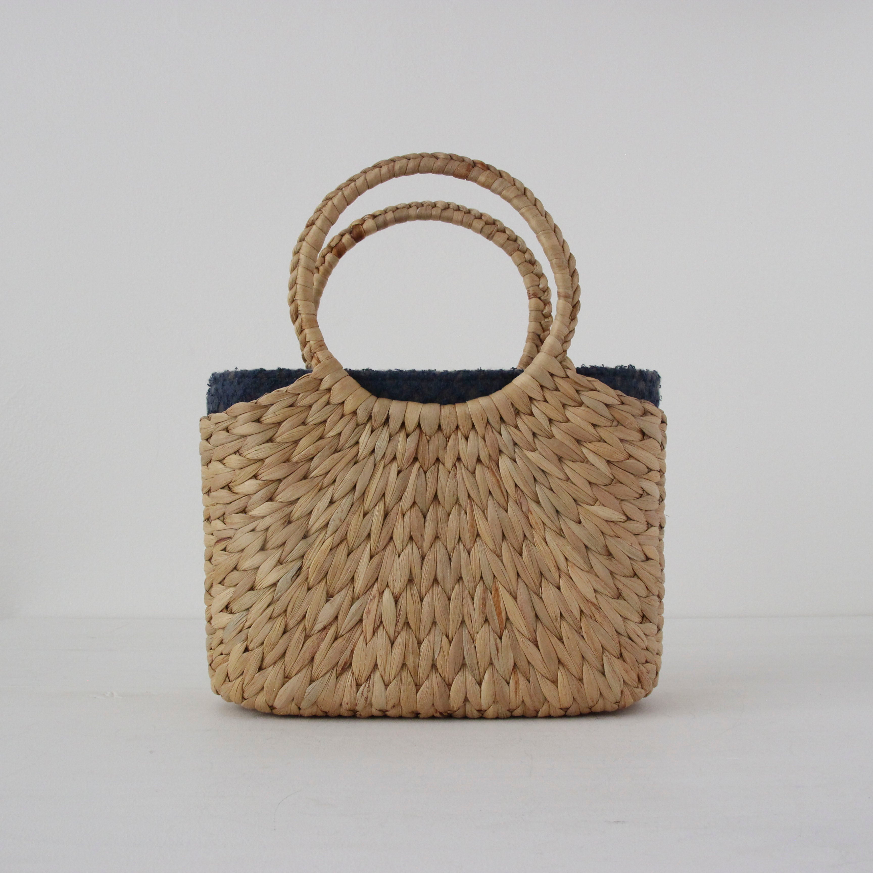 ブルーグレーニット / インナーバッグ / かごバッグ Sサイズ用 / L