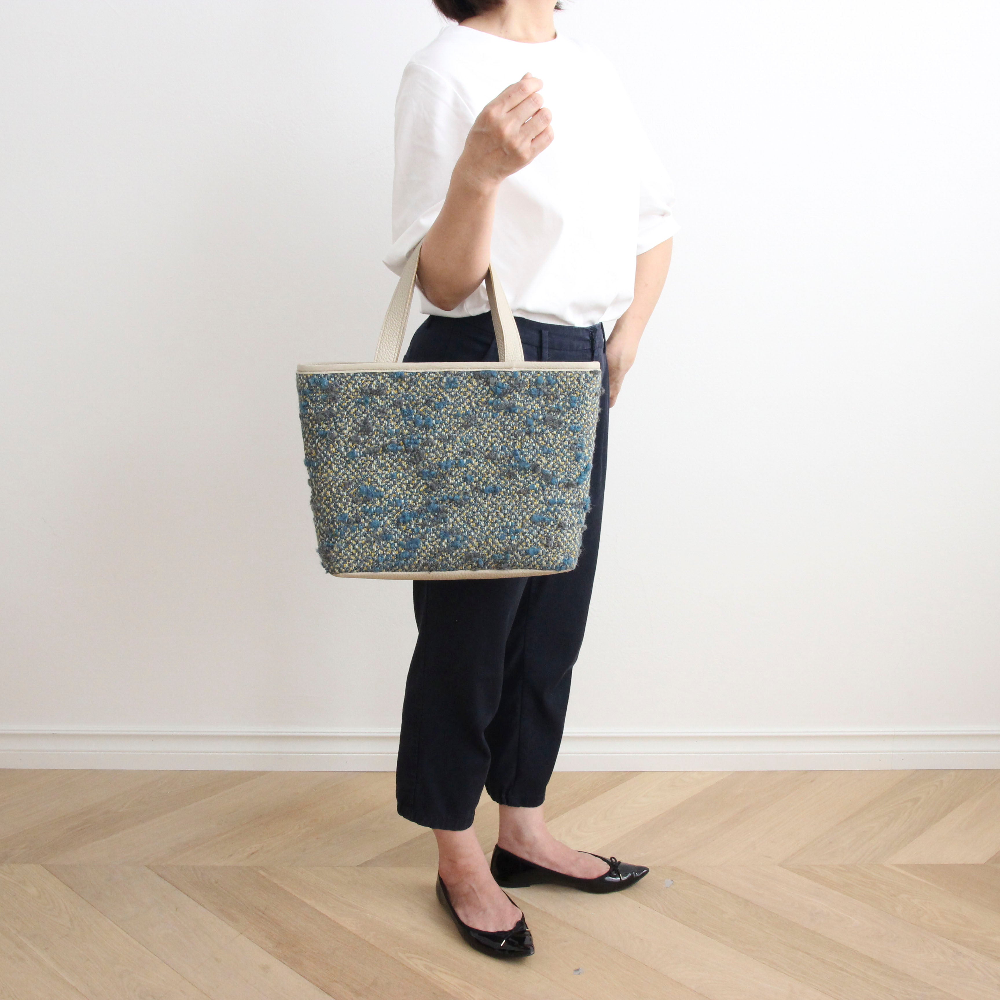 ネイビーグレーツイード / シンプルファブリックトート Mサイズ　LXL