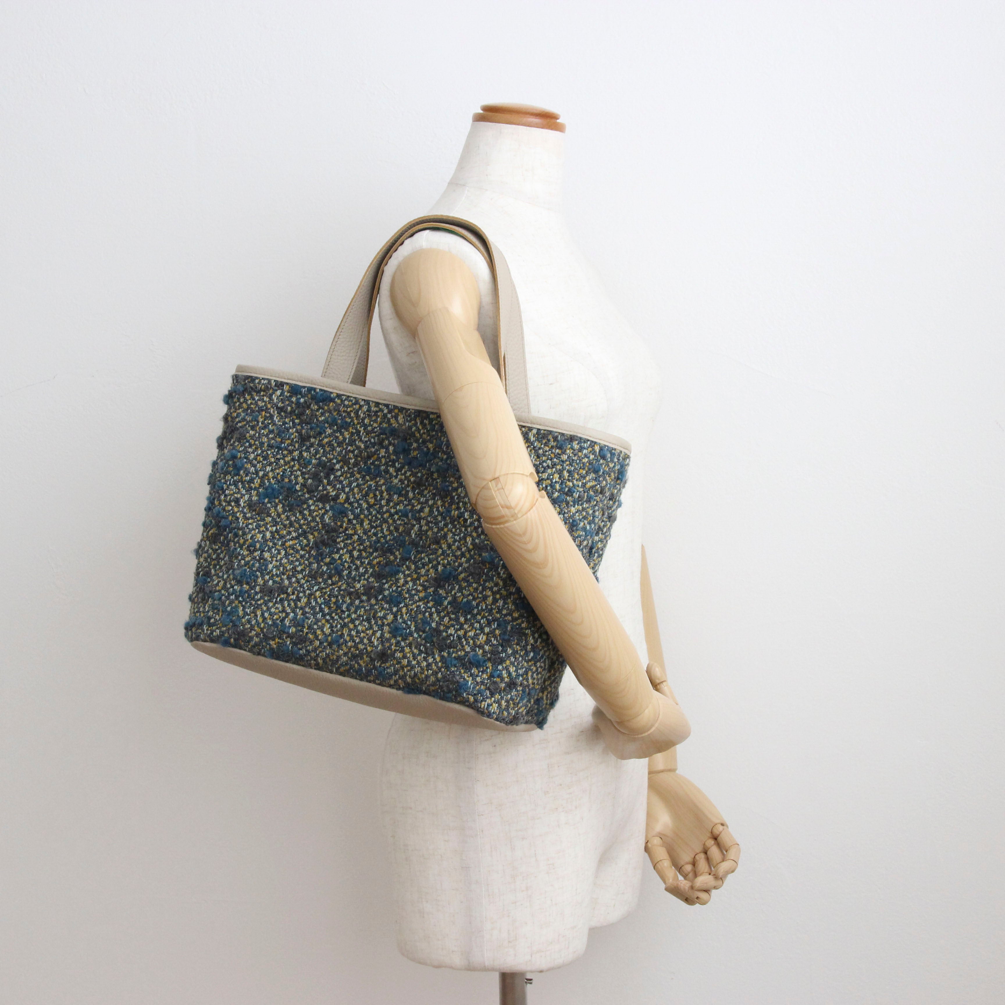 ネイビーグレーツイード / シンプルファブリックトート Mサイズ　LXL