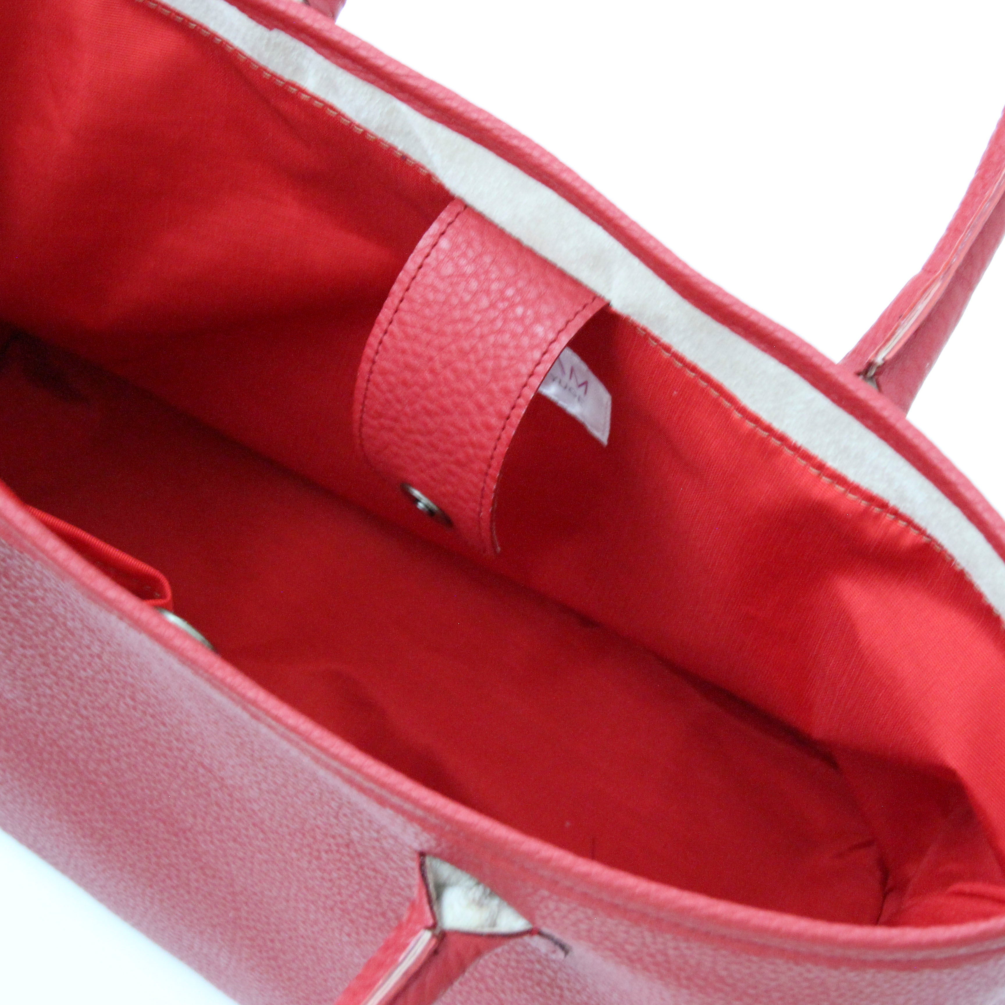 レッド / シンプルレザートート