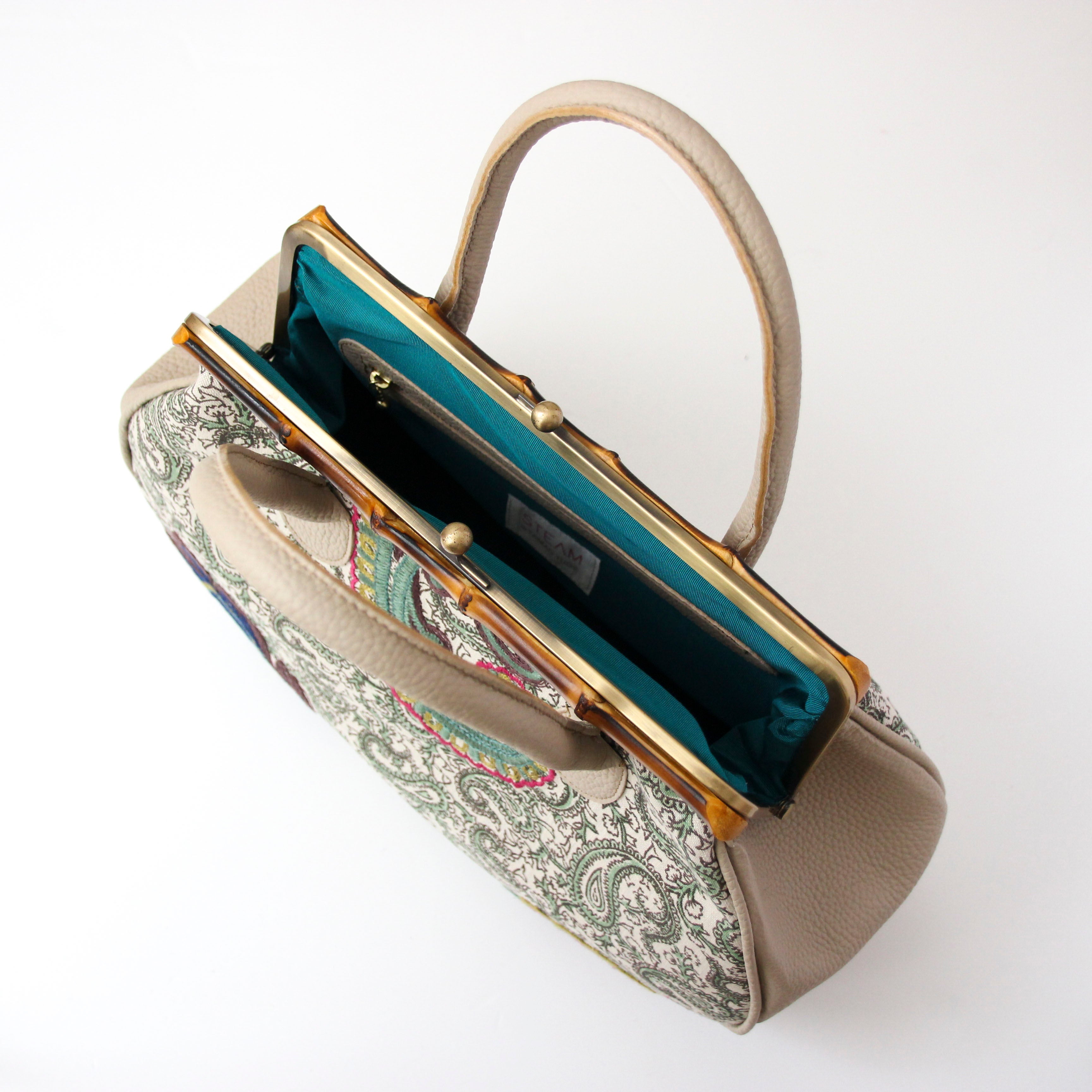 グリーンペイズリーSXL /  バンブーがま口M