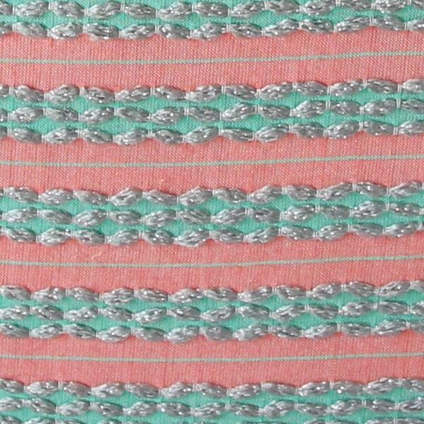 サーモンピンクＸエメラルドボーダー / バンブーがま口S